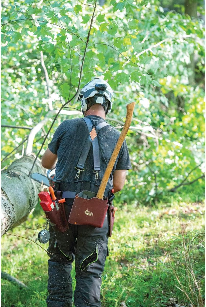 Leather Plastic Lined Burgundy Axe Sheath/Protector/Pouch image number 3