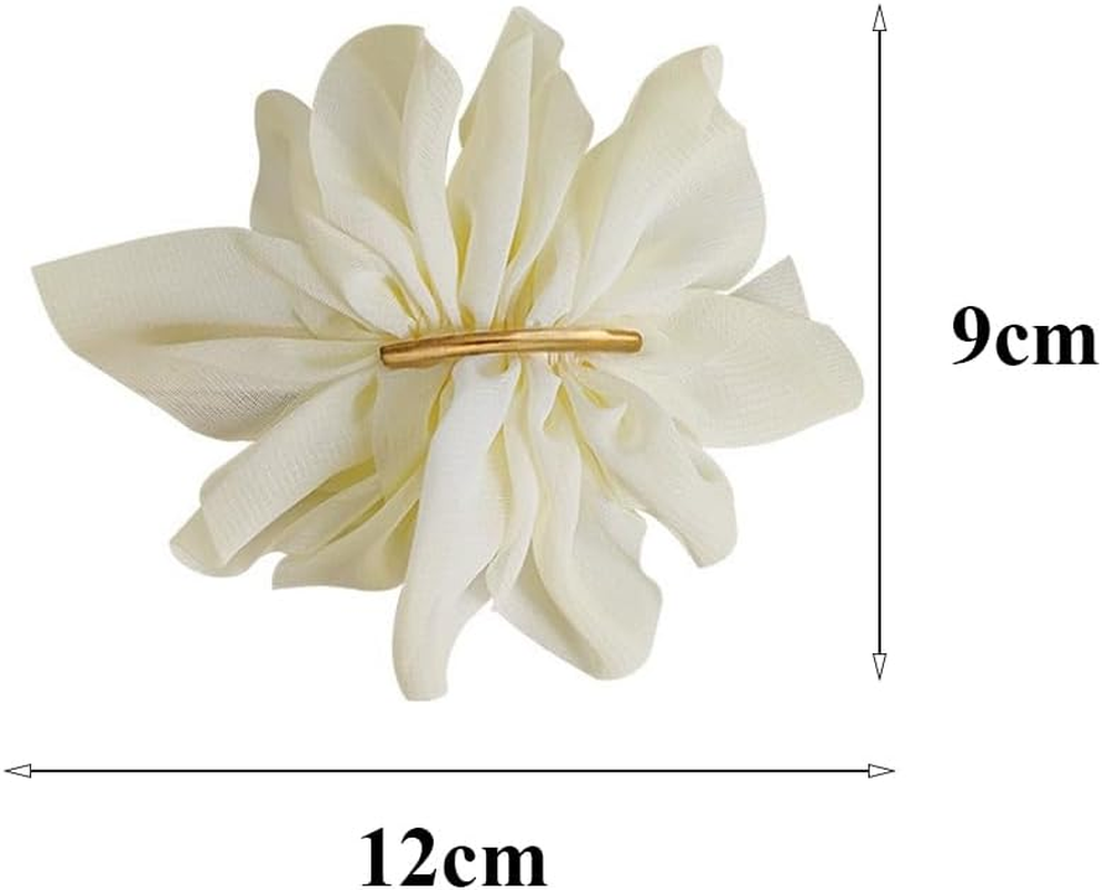 2Pcs Chiffon Flower Hair Clips Flower Hair Barrettes Hair Accessories for Women Girls Wedding Party(Black+White) image number 4