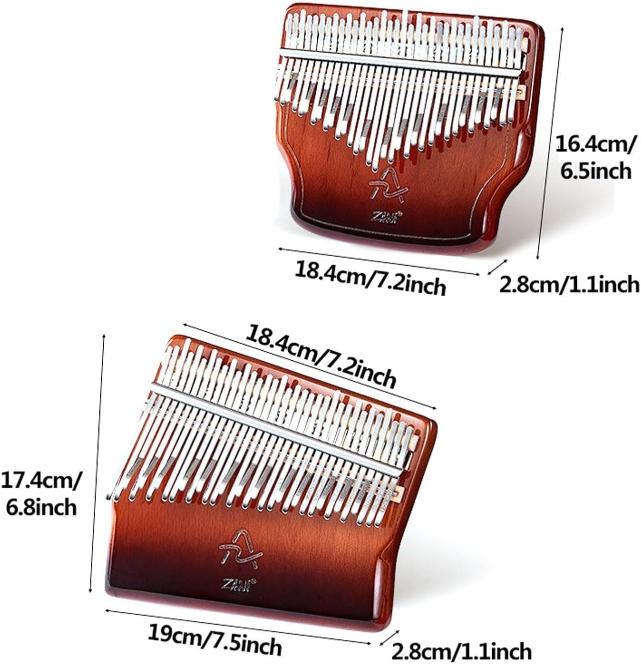 Kalimba 34 Keys Finger Piano Wooden Thumb Piano Music Instrument Beginner Portable with Tuning Hammer, Finger Covers and Carry Bag Set for Meditation Sound(34 Tones-Blue) image number 3