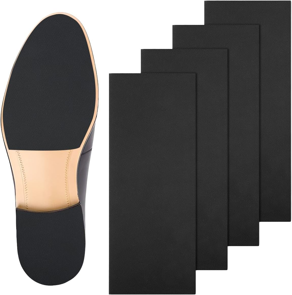 4Psc Shoe Sole Protectors, FHDUSRYO 10.5"X4.09" Shoe Grips on Bottom of Shoes, Self Adhesive Shoe Bottom Grip Pads, Non-Slip Shoe Sole Pad Shoe Bottom Protector for Man Women Shoe, Heels Boots image number 2