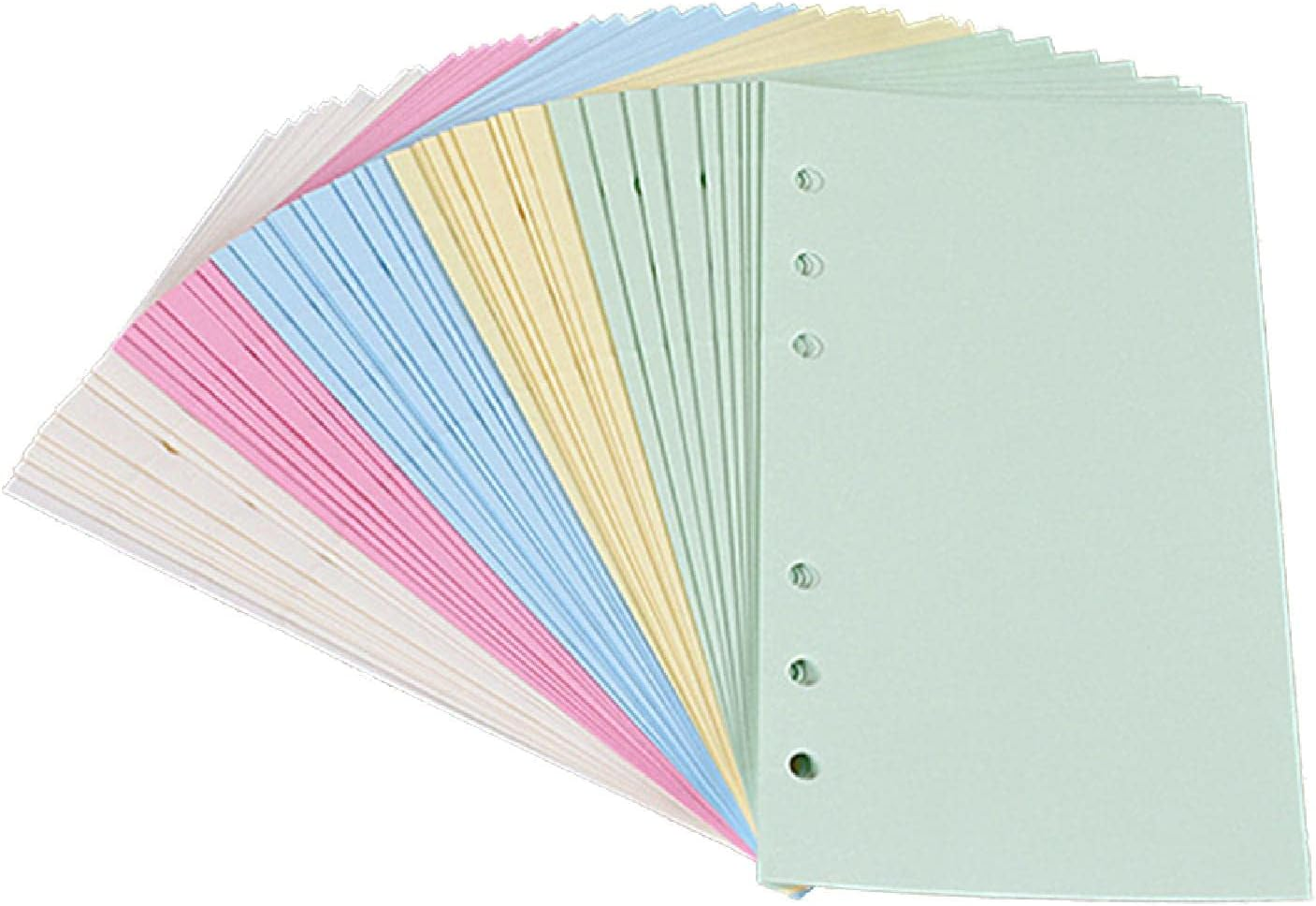 A5 Colorful 6-Hole Punched Ruled Refills Inserts Paper, 5-Color Loose Leaf Planner Filler Paper, 50 Sheets/100 Pages image number 1