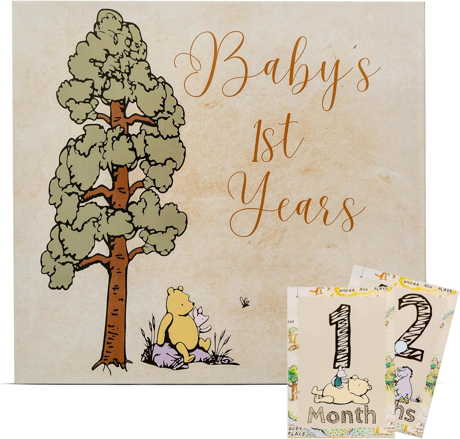 Baby Book Keepsake | Memory Book (9.5"X8.5") | Hardcover Album with Enclosed Spiral Binding | Photo Albums with Pooh Graphics & Milestone Cards | Scrapbook Album image number 1