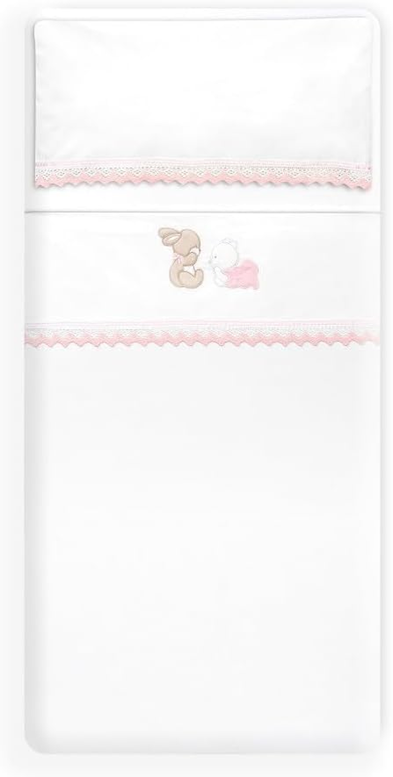 Interbaby Cotton Baby Bedding - Car/Moses/Carrycot - Bear Rabbit Lying down - 3 Piece Set - Fitted Sheet + Duvet Cover + Pillowcase