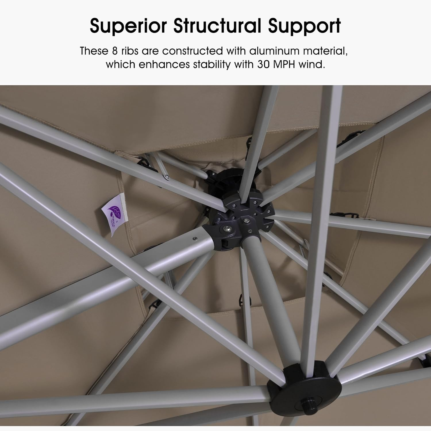 Purple Leaf 2.7X3.65 M Large Outdoor Patio Umbrella Cantilever Umbrella Windproof Offset Umbrella for Garden, Deck,Pool and Patio image number 4