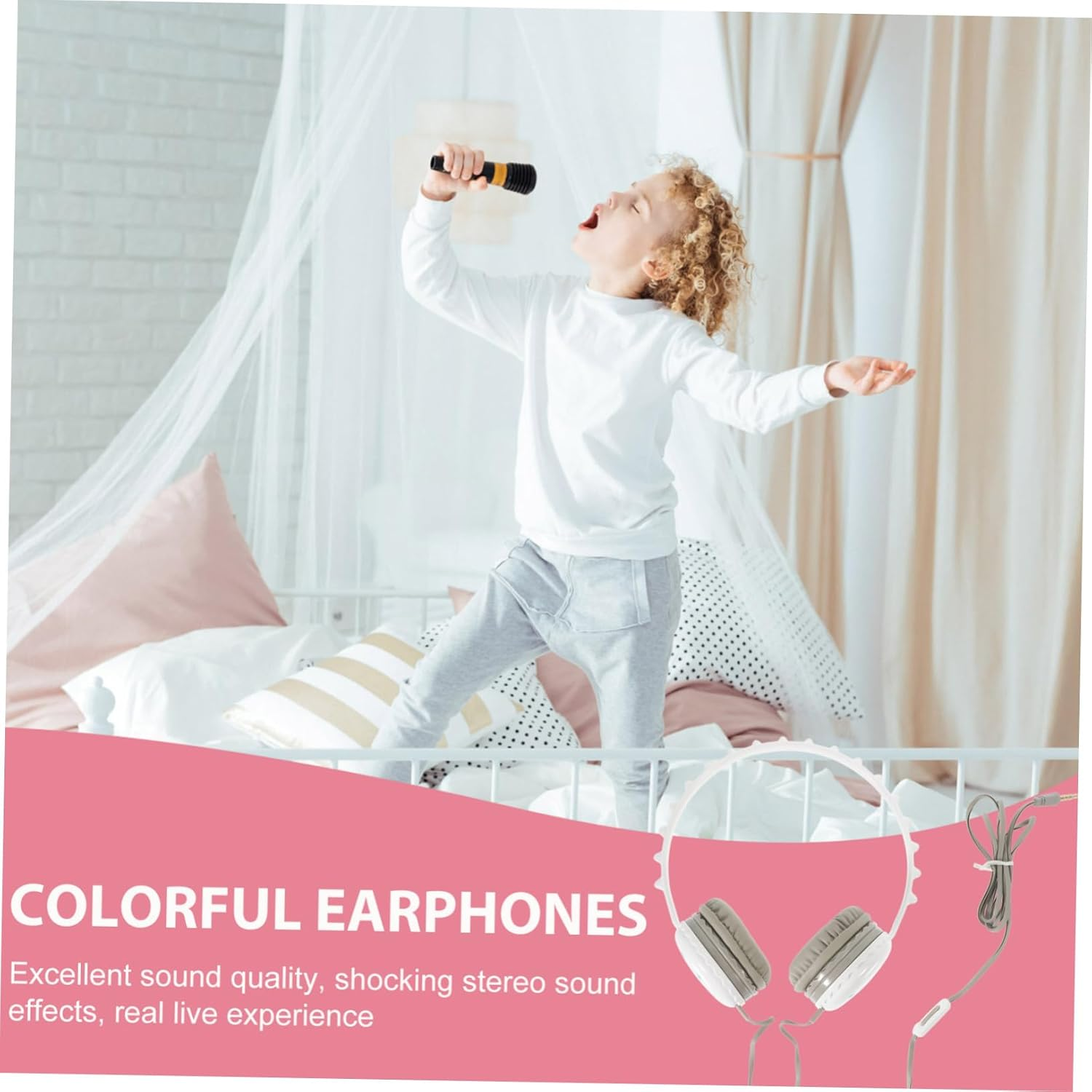 KOMBIUDA Wired Headphones Noise Cancelling over Ear Gaming Headset Boys and Girls Headphones for Girl image number 3