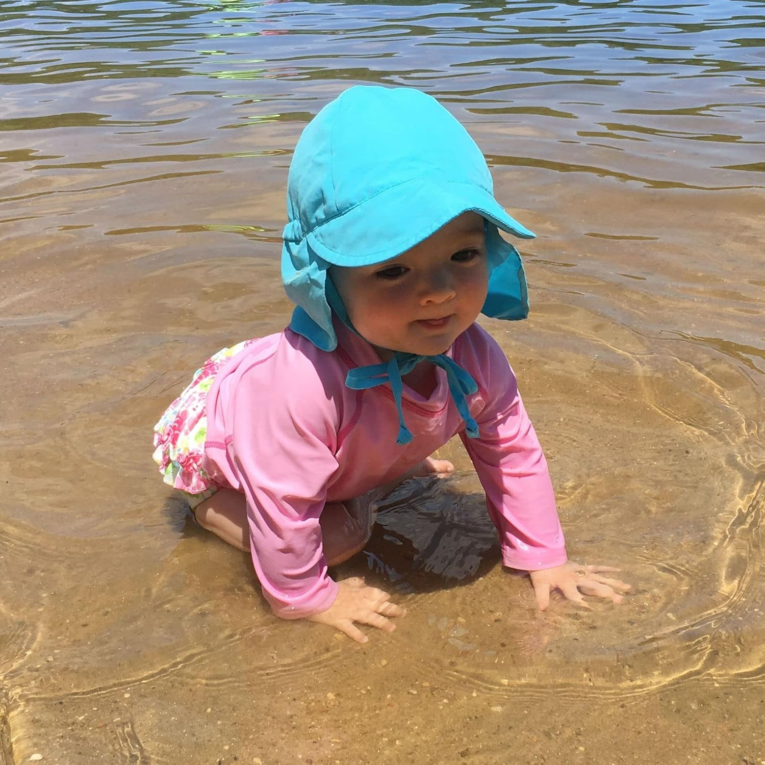 I Play. by Green Sprouts Baby & Toddler Breathable Flap Hat All-Day, UPF 50+ Sun Protection Wet or Dry