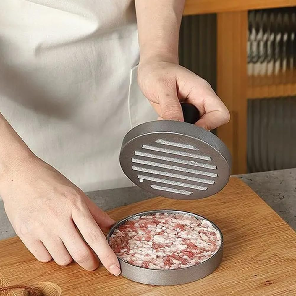 Burger Press Patty Maker, Non-Stick Patty Maker Hamburger Press Mold Aluminum with 100Pcs Wax Papers Set for BBQ Grill image number 1