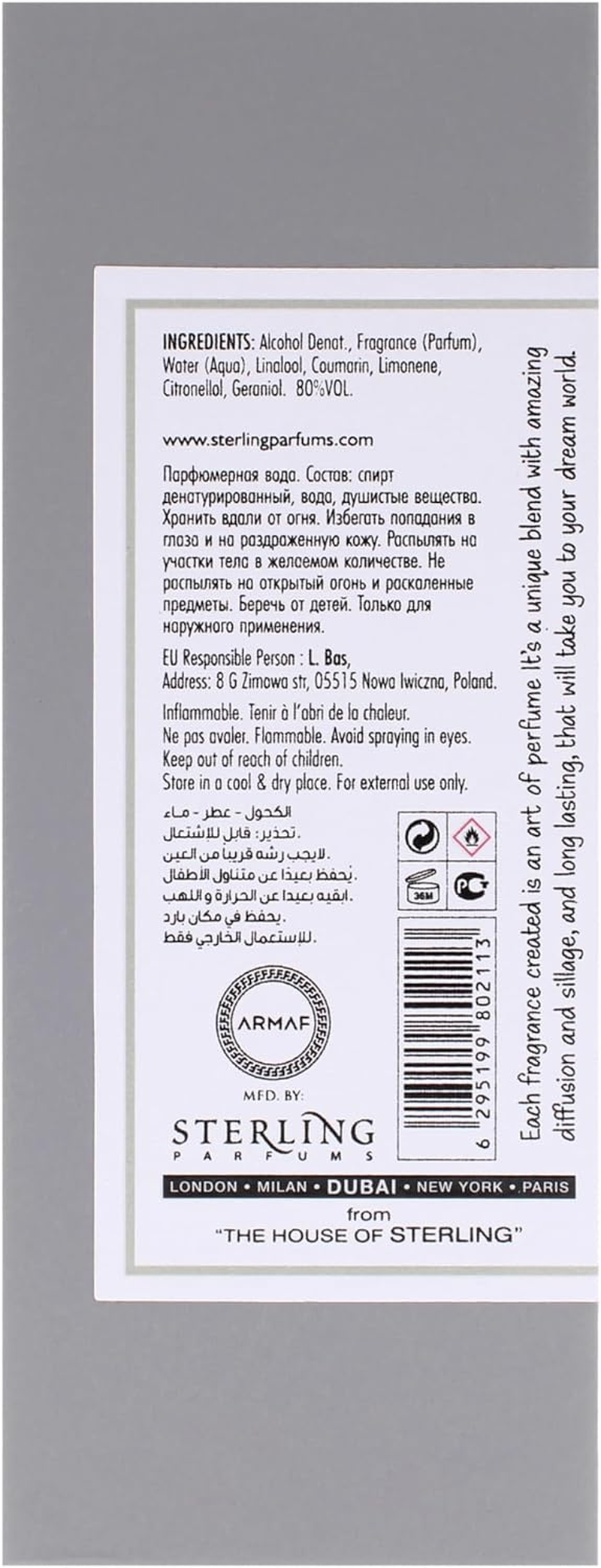 Artistic Perfumery - VT by Armaf for Men - 3.4 Oz EDP Spray image number 1