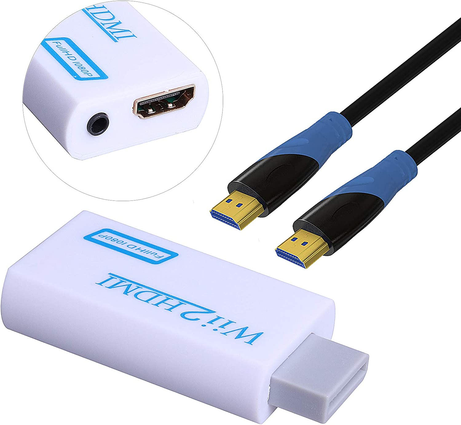 Wii to HDMI Converter Kinstecks Wii HDMI Converter with 1080P/720P Video Output and 3.5Mm Audio + 1M HDMI Cable for Wii (White) image number 6