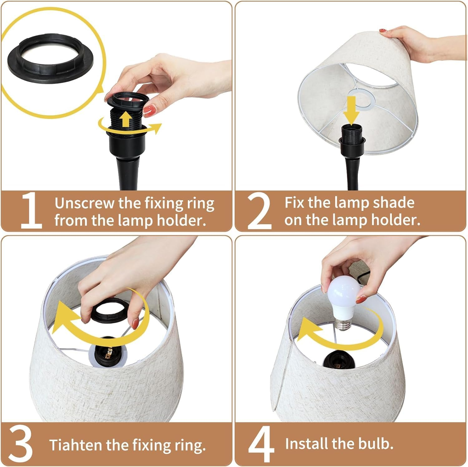 Wydzanthic Touch Bedside Lamp for Bedroom, 3-Way Dimmable Farmhouse Table Lamps for Nightstand with Fabric Shade, Desk Lamp for Kids Reading, Home Office image number 2