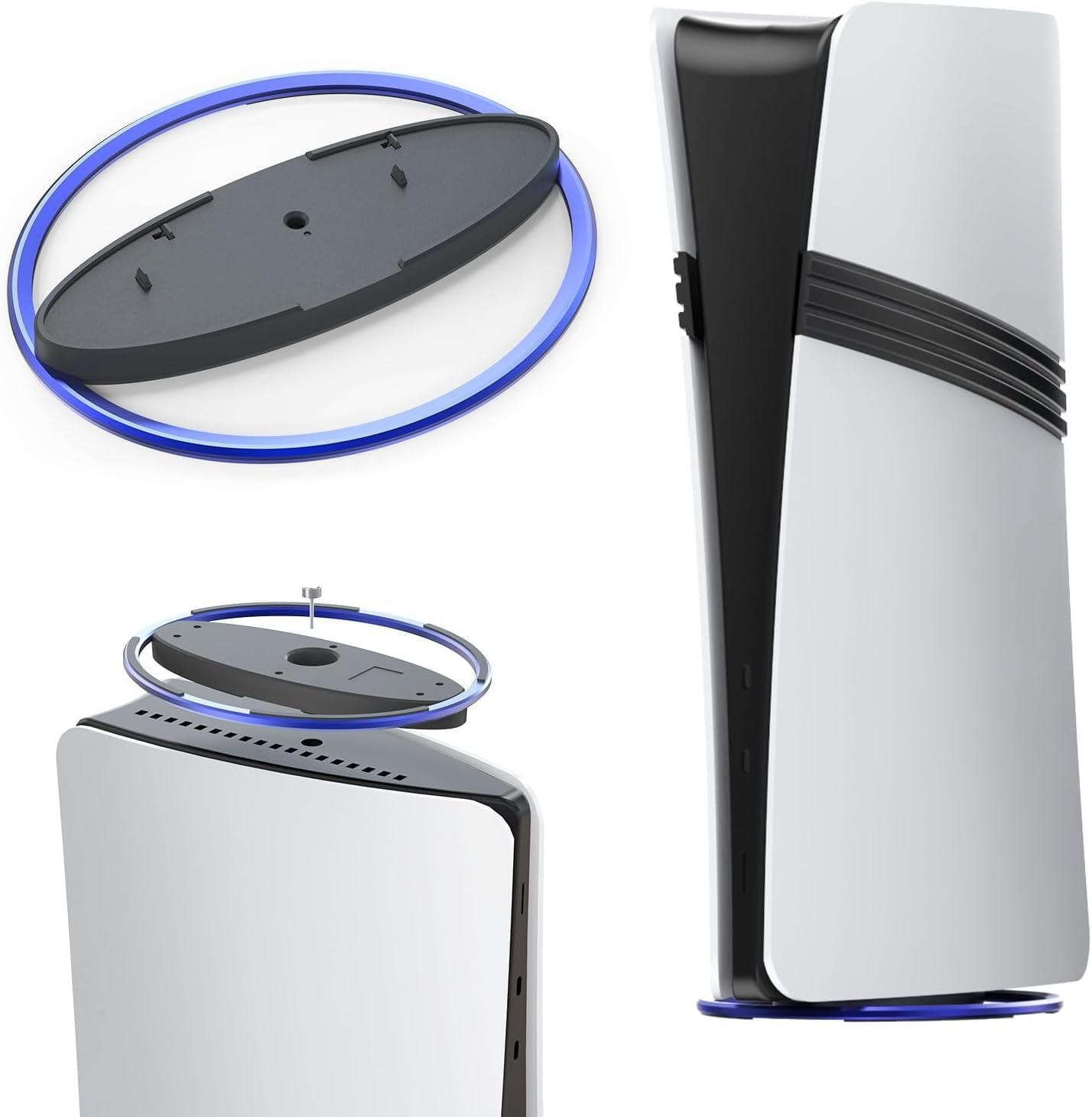 ZONEY Vertical Stand for PS5 PRO/PS5 Slim/For PS5 Consoles, Universal Upright round Dock Base Desktop Bracket Holder Accessories for All P5 Console Disc and Digital Editions (Grey)