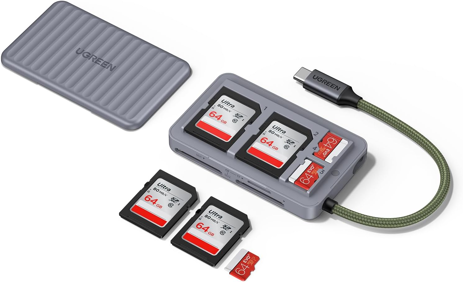 UGREEN SD Card Reader, USB C 3.0 Memory Card Reader, with 2Xsd+1Xtf, 4 Card Storage Slots, for Sd/Micro SD/UHS-I/SDXC/SDHC/TF, OTG, Compatible with Iphone 16, Ipad Pro, Macbook Pro/Air image number 4