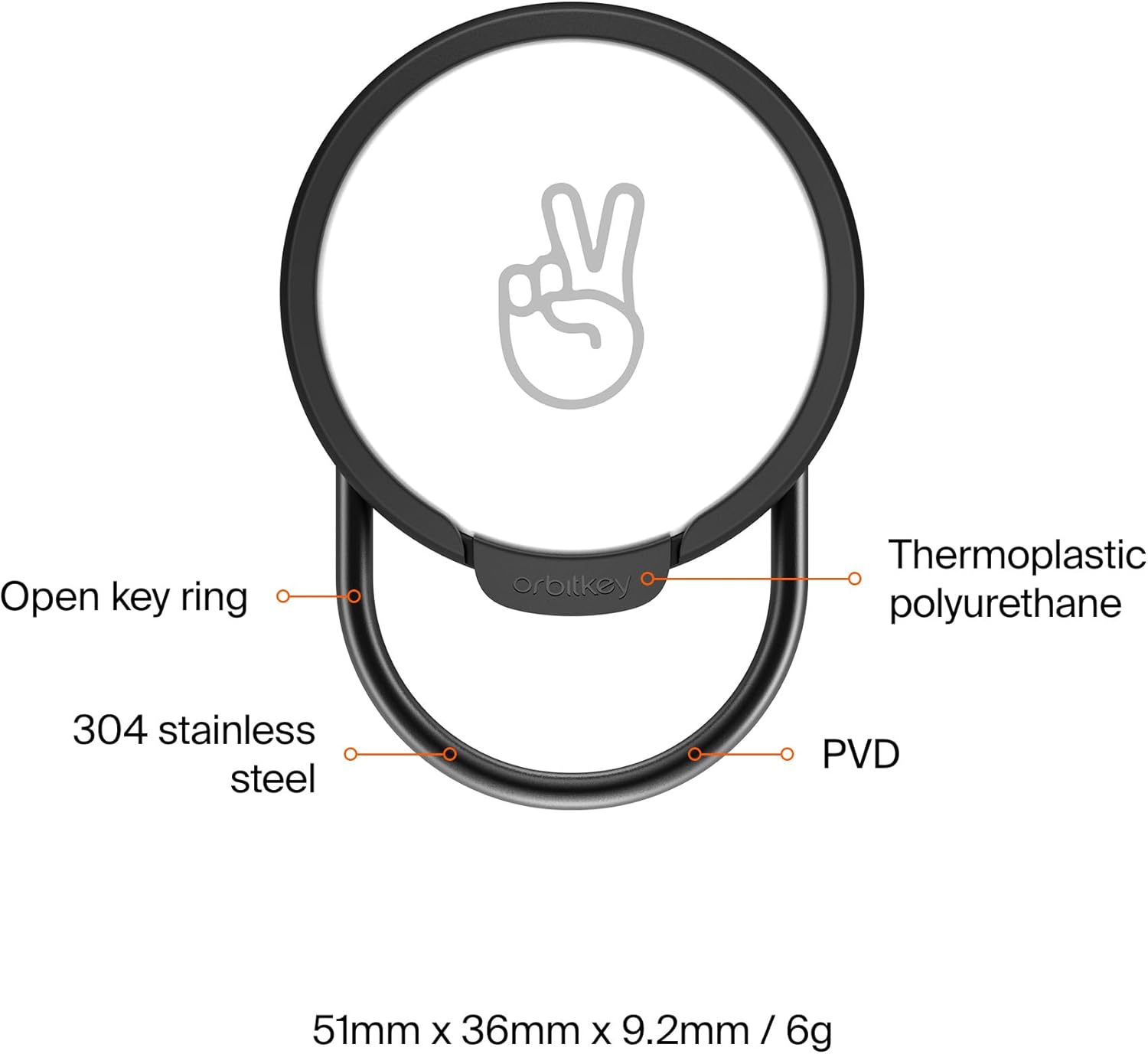 Orbitkey Slim Case for Airtag | Made with Stainless Steel and TPU | Securely Holds Your Apple Airtag | Easily Attach to Keys or Anything You Want to Track with the Open Key Ring | Black - Black image number 2