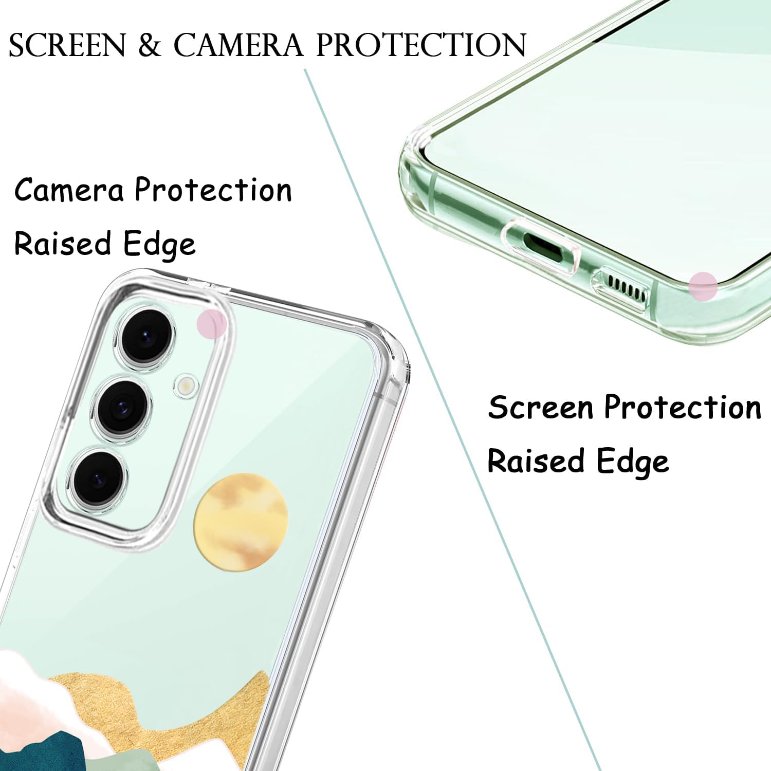 Unov Compatible with Galaxy S24 FE Case Clear with Design Soft TPU Shock Absorption Slim Embossed Flower Pattern Protective Back Cover 6.7 Inch (Serria Mountains) image number 5