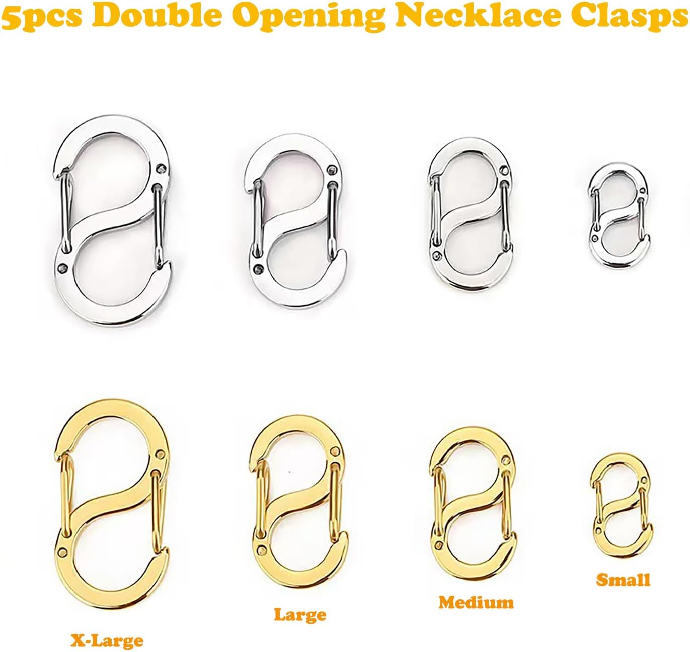 Double Opening Necklace Clasps Necklace Clasp and Closures Stainless Steel S Biner Carabiner Lock Bracelet Connector Shortener Necklace Clip image number 4