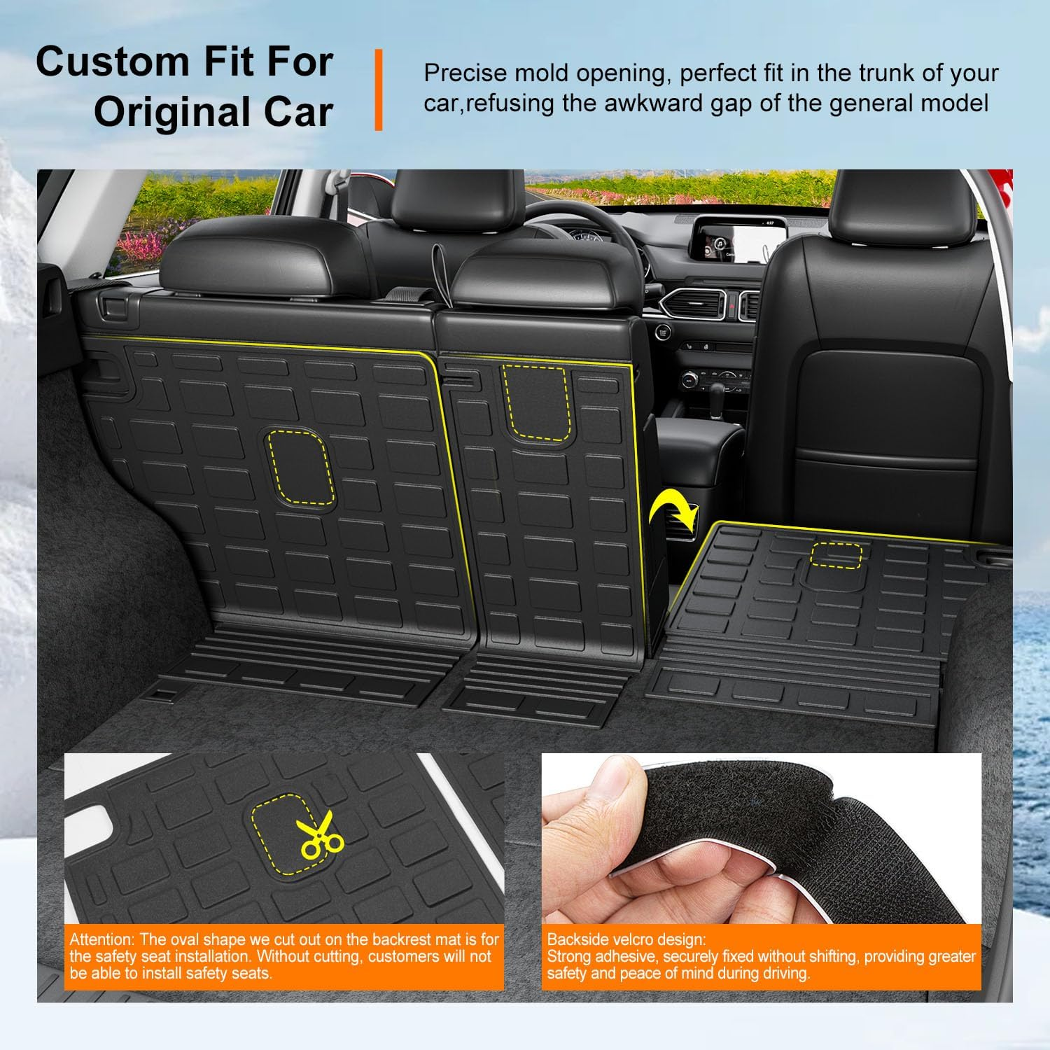 Powoq Backrest Mat Compatible with 2017-2025 Mazda CX-5 Cargo Liner Back Seat Protector Replacement for 2017-2019 2020 2021 2022 2023 2024 2025 Mazda CX-5 Accessories(Fit 2017-2024, Rear Backrest Mat) image number 5