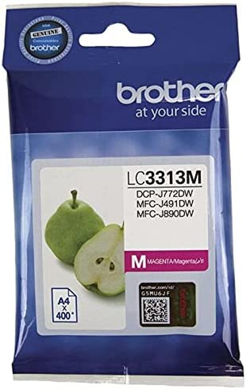Brother Genuine LC3313Y Ink Cartridge, Yellow, Page Yield up to 400 Pages, (LC-3313Y) for Use With: MFC-J491DW, MFC-J890DW