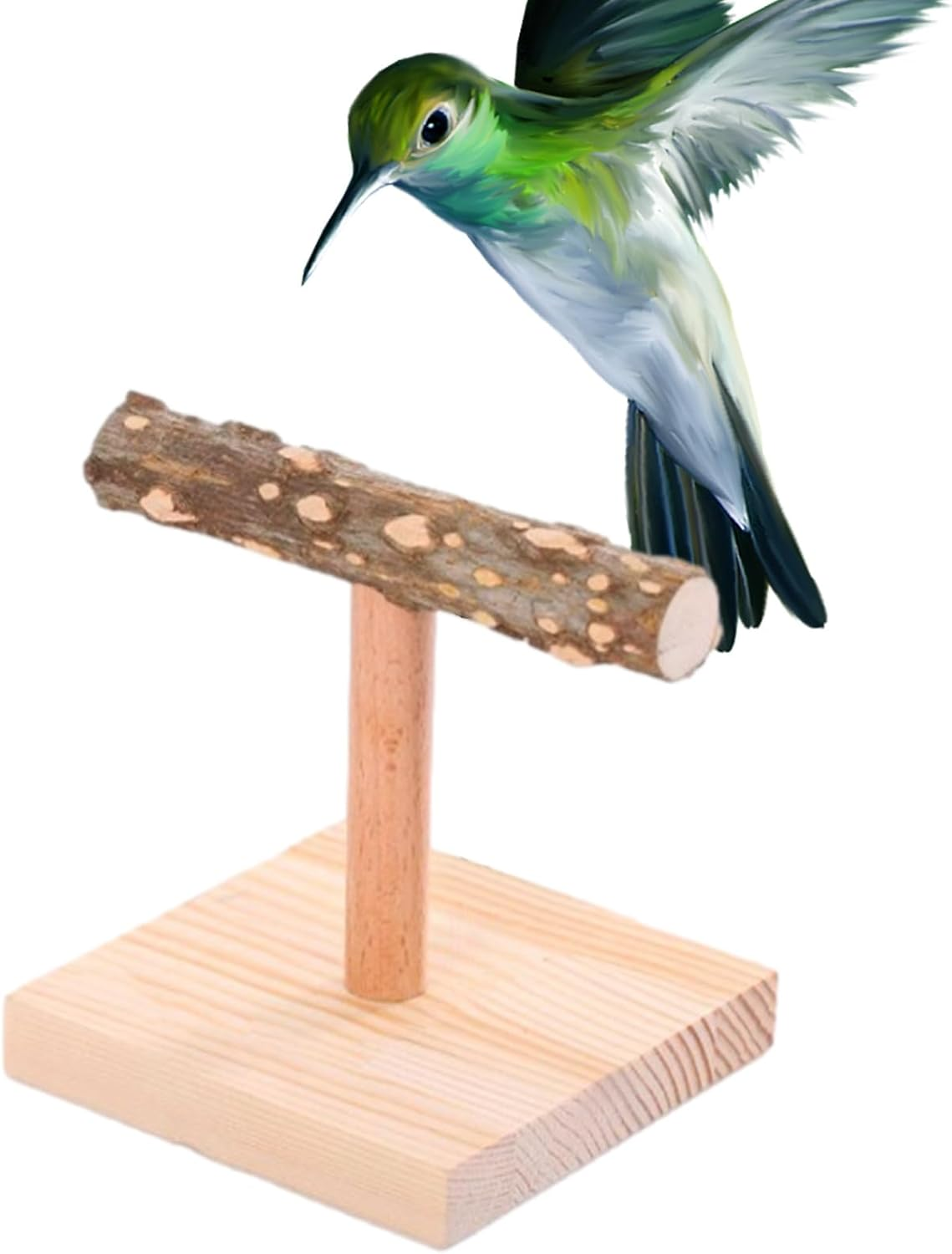 Perches for Parakeets,Natural T Shape Wood Bird Perch - Table Top Cockatiel Perch Bird Exercise Toy for Cockatiel Budgerigars Love Bird Macaws Parrots Peonies