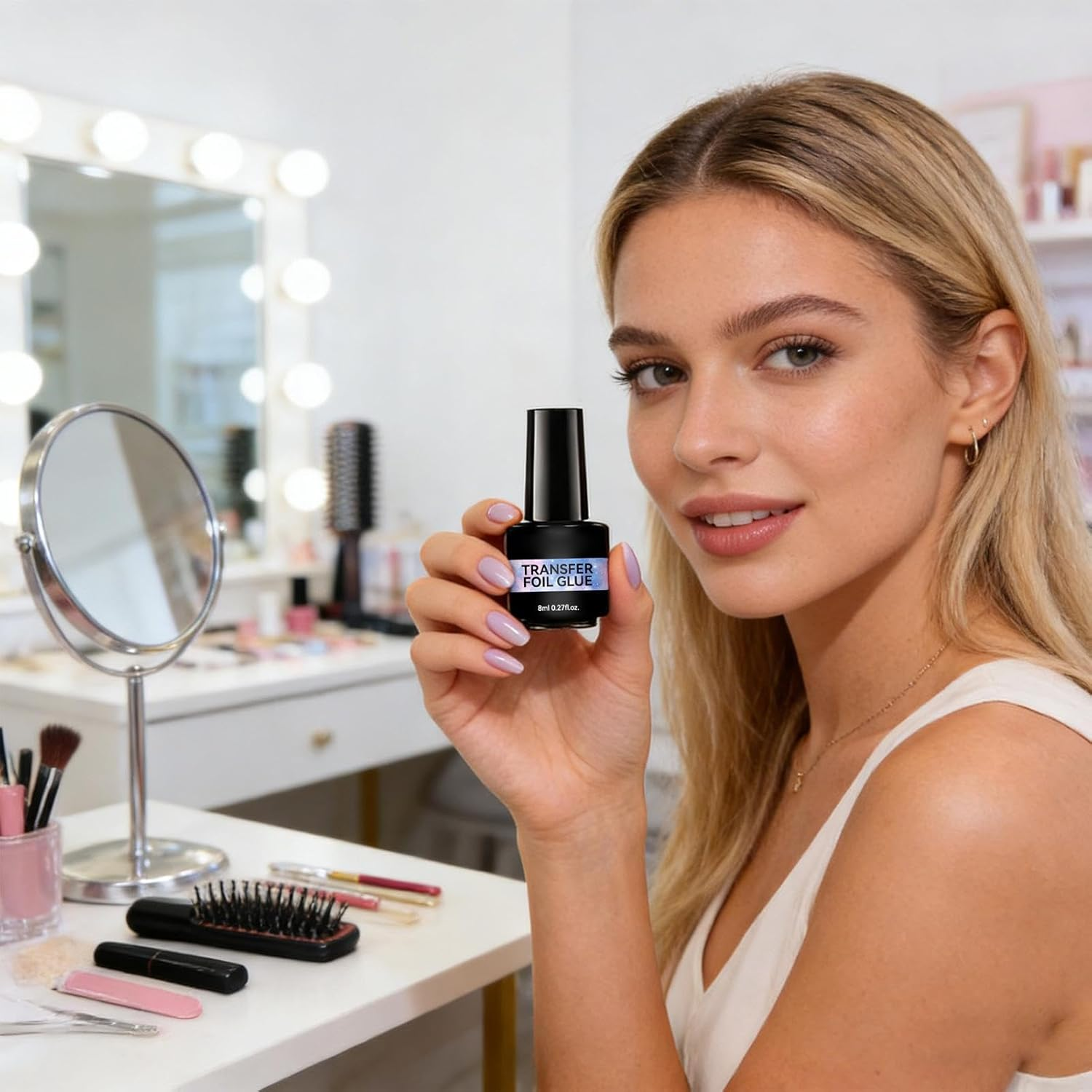 Nail Foil Glue - 8Ml Strong Adhesion - UV Light Needed Nail Foil Transfer Glue | for Women Home Salon Fingernails Stickers Adhesive Design Decoration