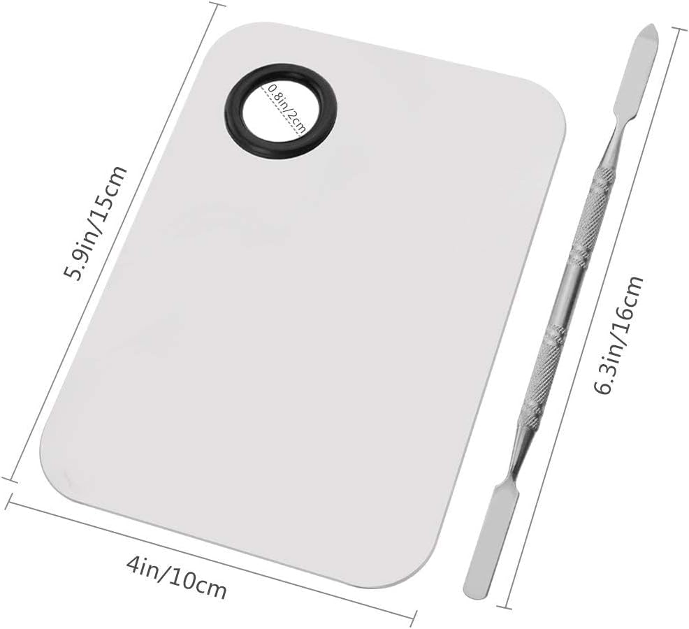 Professional Pro Stainless Steel Makeup Palette Cosmetic Palette with Spatula Tool Makeup Art Tool for Nail Art Eye Shadow Eyelash Makeup Professional Pigment Blending（6''X4'' Sliver） image number 3