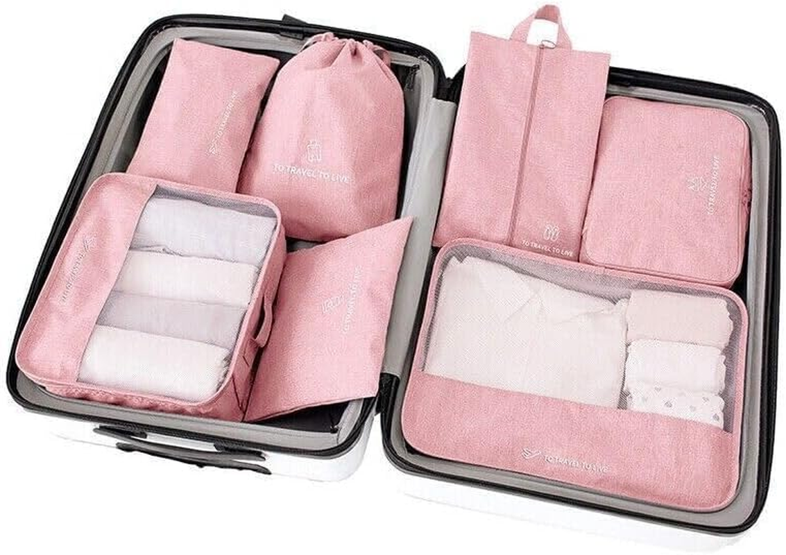 Fime 7 Set Packing Cubes for Suitcases - Versatile Travel Packing Organisers - Luggage & Travel Gear Bag - Ideal Packing Cubes for Travel - Compact Cubes/Pouches for Organising (Coffee)