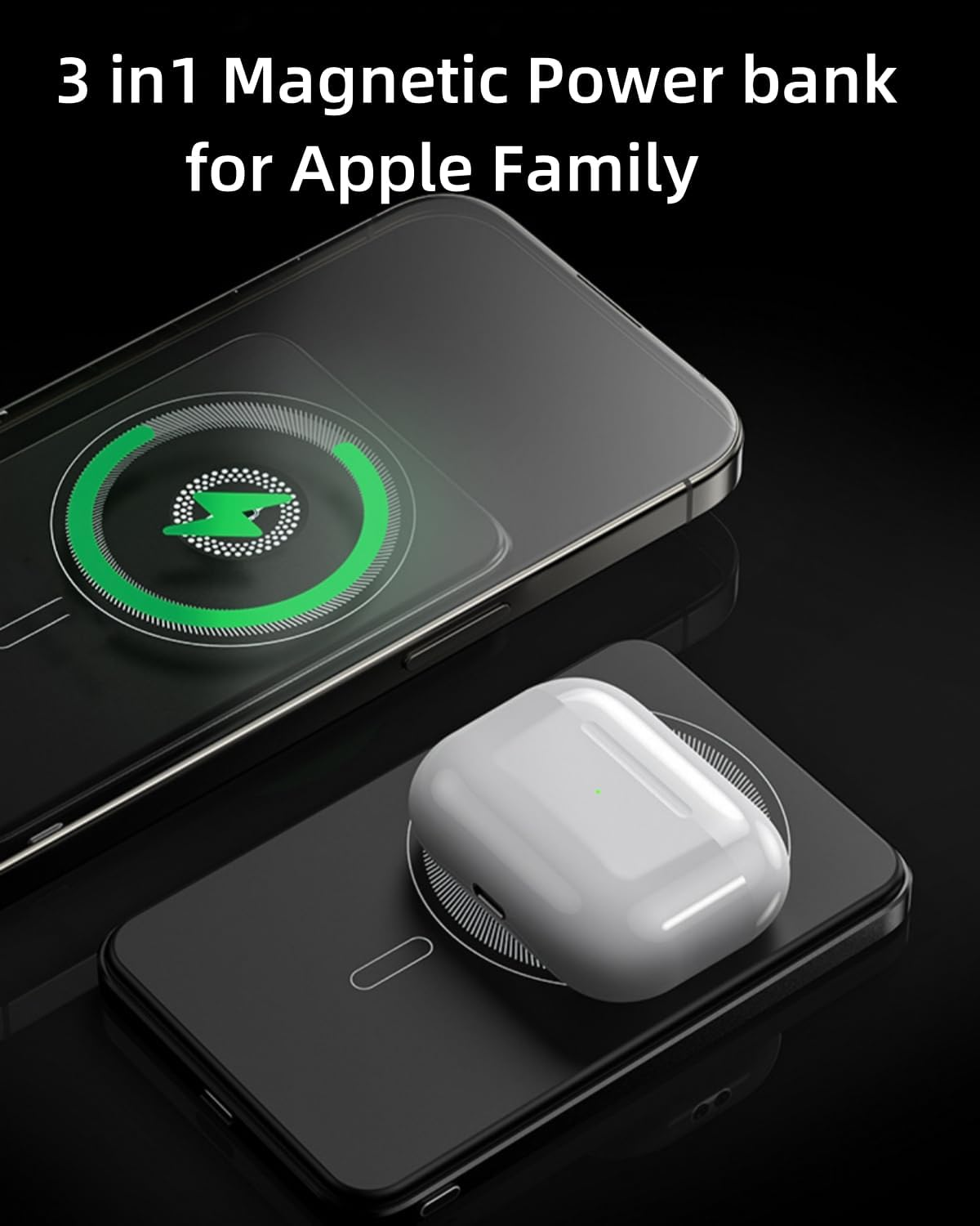 Magnetic Wireless Power Bank 10000Mah 3-In-1 Portable Charger with Mag-Safe for Iphone 16/15/14/13/12, Watch, Airpods 20W PD Fast Charging with LED Display Compatible with Samsung Galaxy Phones image number 5