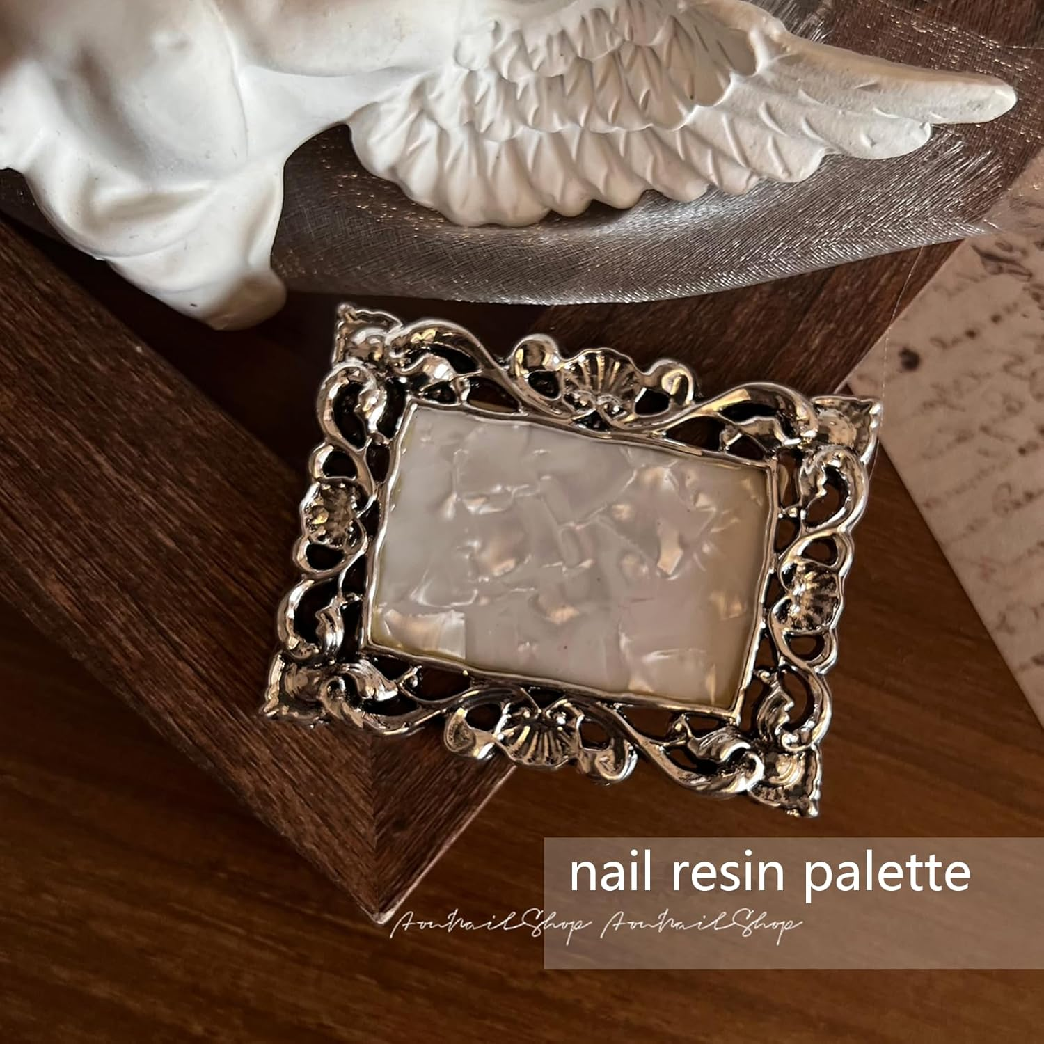 Nail Art Plate, 2 Pcs Nail Mixing Palette Polish Color Mixing Plate Nail Holder Nail Art Display Board, Nail Art Display Tools Photography Props(Sliver) image number 1