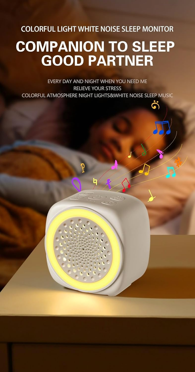 Xkey Portable White Noise Machine, Mini White Noise Sound Machine with Nursery Lamp, Mood Lighting, 7 Colors Night Light, 26 Soothing Sounds for Baby/Adult 4 Timer, Memory Function, Touch Control for Travel Camping Home and Office (Rgb-1Pack, ONE SIZE) image number 3