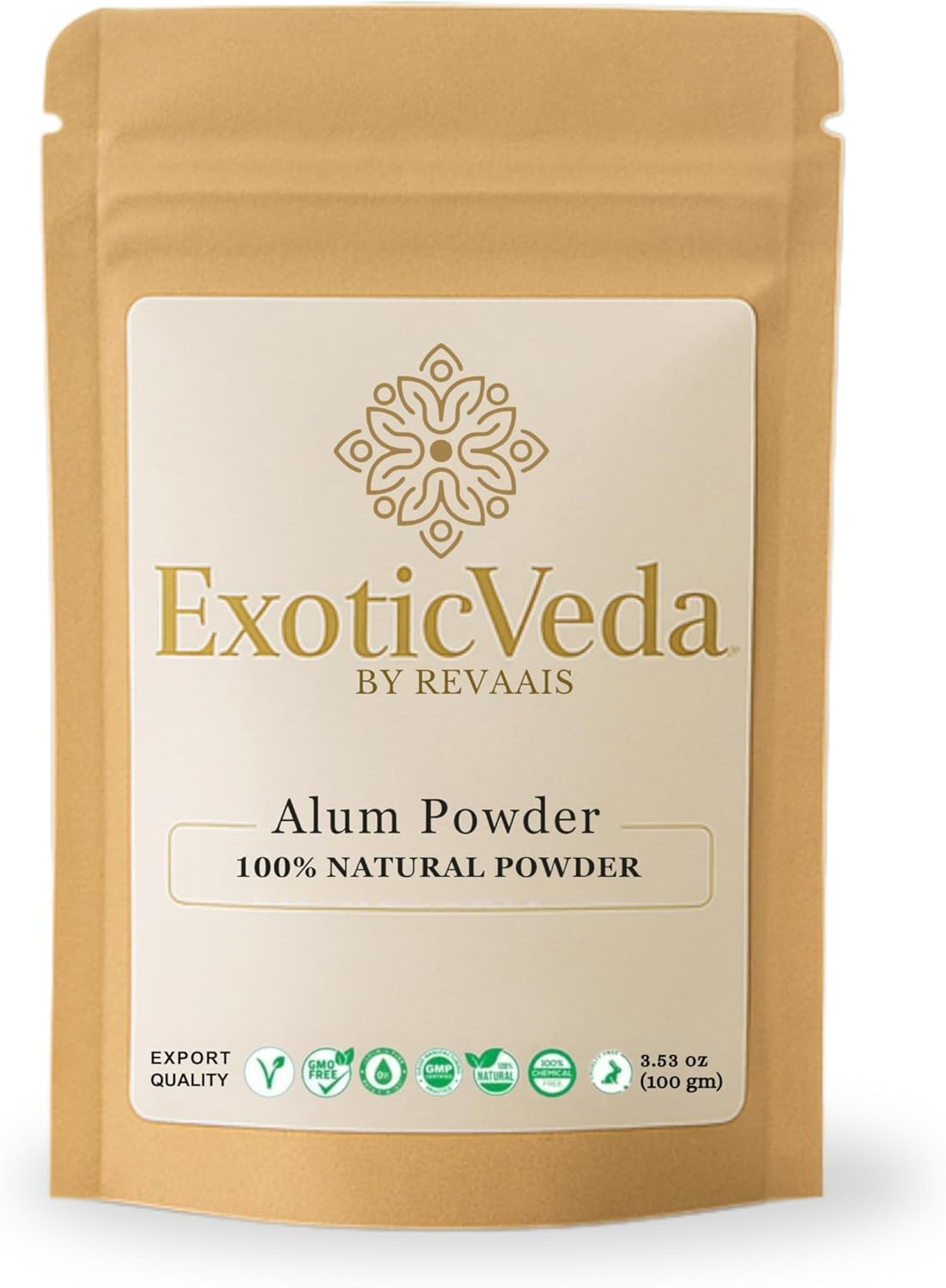 Exotic Veda Alum Powder 100G (3.53 Oz) Pure Potassium Aluminium Powder Alum Granules Natural Deodorant & Water Purifier Phitkari for Canker Sores Purified Granulated Form image number 2