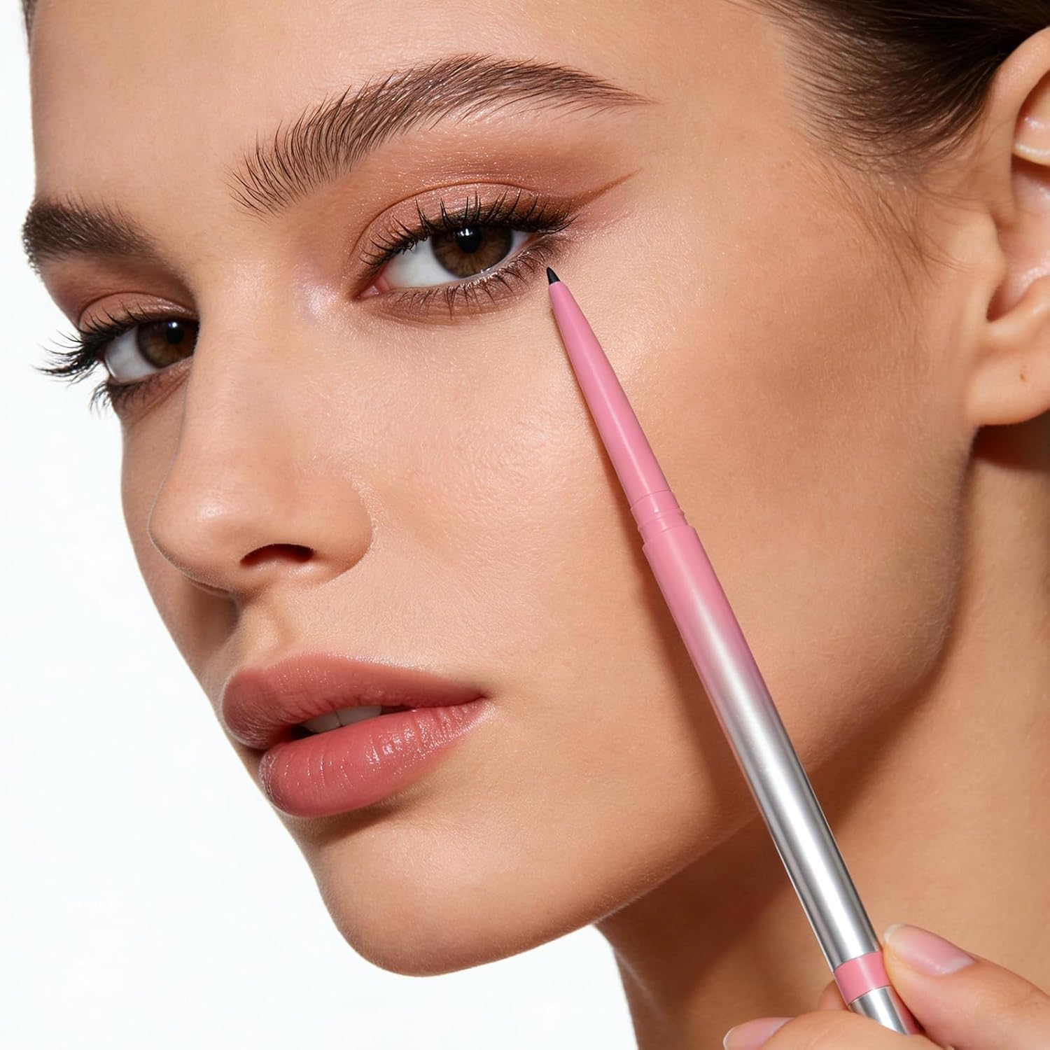 U-Shinein Eyeliner Pen with Bent Blending Brush & Built-In Sharpener, Dual-Ended Precision Eyeliner Waterproof for Smooth Application & On-The-Go Sharpening Long Lasting Brown - Brown image number 6