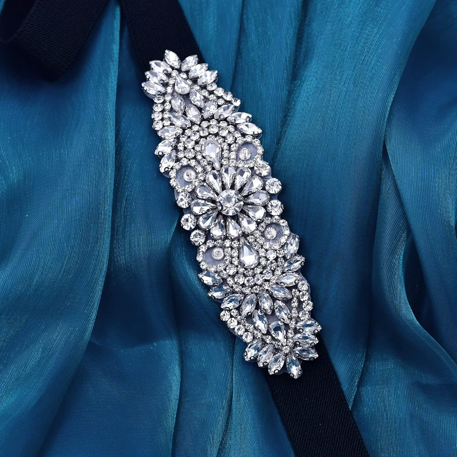 Women'S Rhinestone Stretchy Dress Belts，For Women Interlocking Stretch Belt ， Shiny Party Belt Elastic Waist Belt