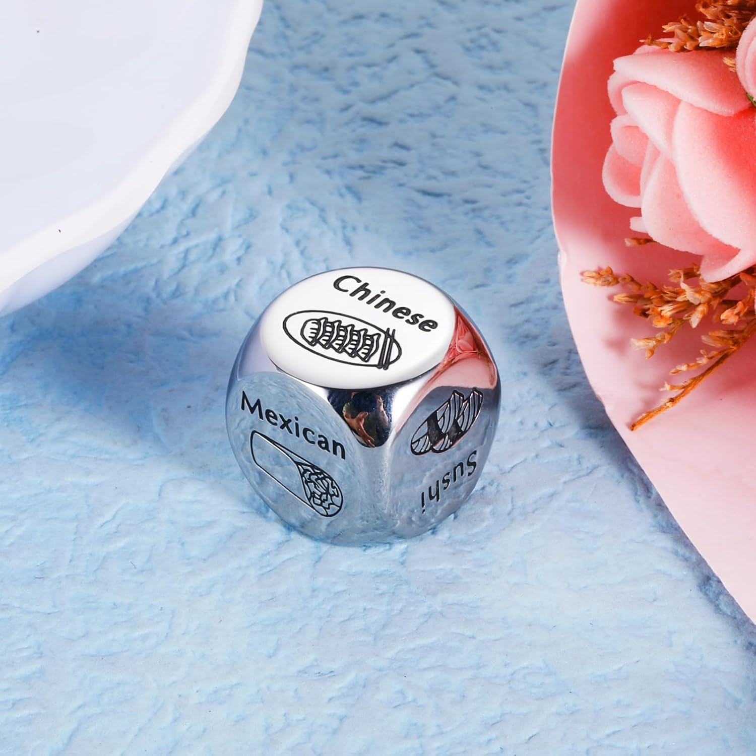 Stocking Stuffers for Women Men Adults, Christmas Gag Gifts for Women Men, Funny White Elephant Gifts Steel Food Decision Dice, Anniversary Valentines Day Gifts for Him Her Couple Girlfriend Boyfriend image number 6