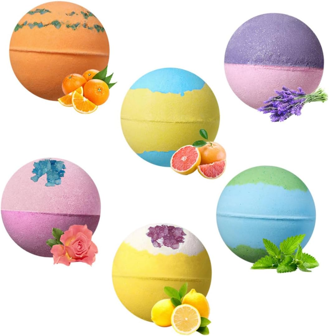 WOONEKY 6Pcs Bath Natural Spa Salts for Relaxation Each Essential Oils Lemon Sweet for Soaking Feet and Bathing Fun image number 1
