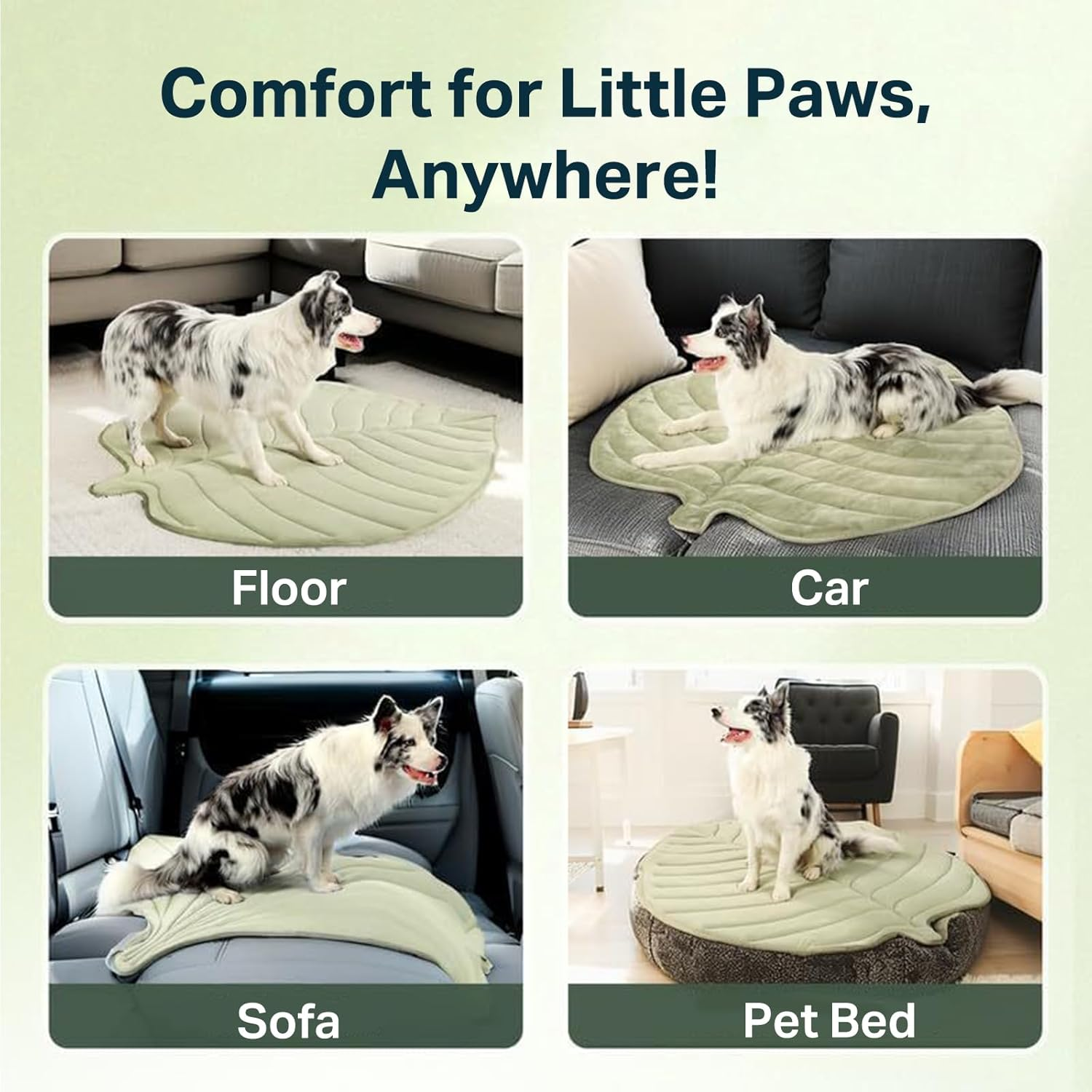 Dog Cooling Mat, Large Leaf-Shaped Pet Pad for Summer, Cooling Blanket Dog Bed (Green, 86&times;99Cm)