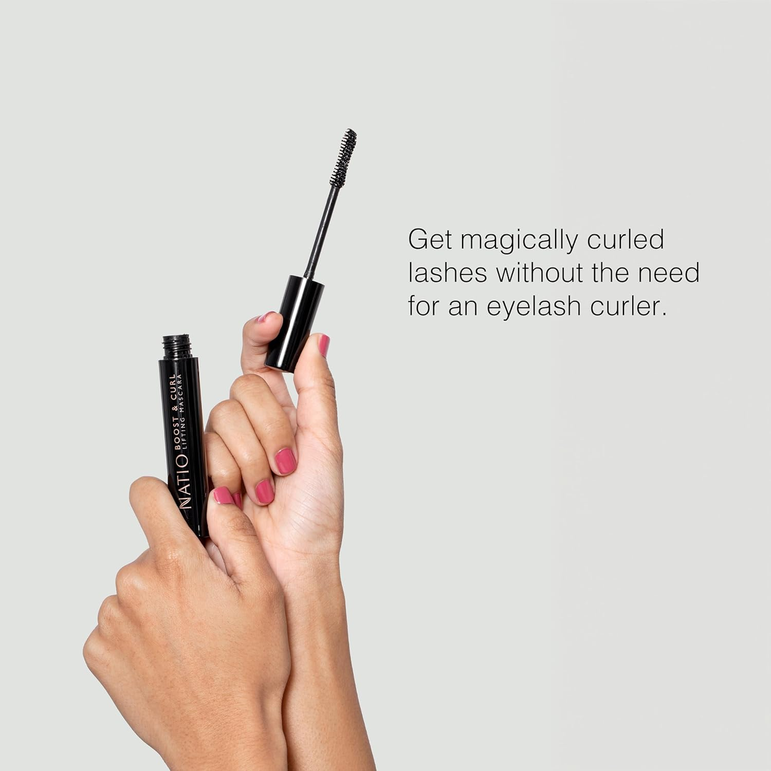 Natio Australia Boost & Curl Lifting Mascara - Black 8.5Ml - Curling Mascara with Hourglass-Shaped Brush - Clump-Free, Flake-Free & Transfer-Proof, Vegan Friendly & Cruelty Free image number 1