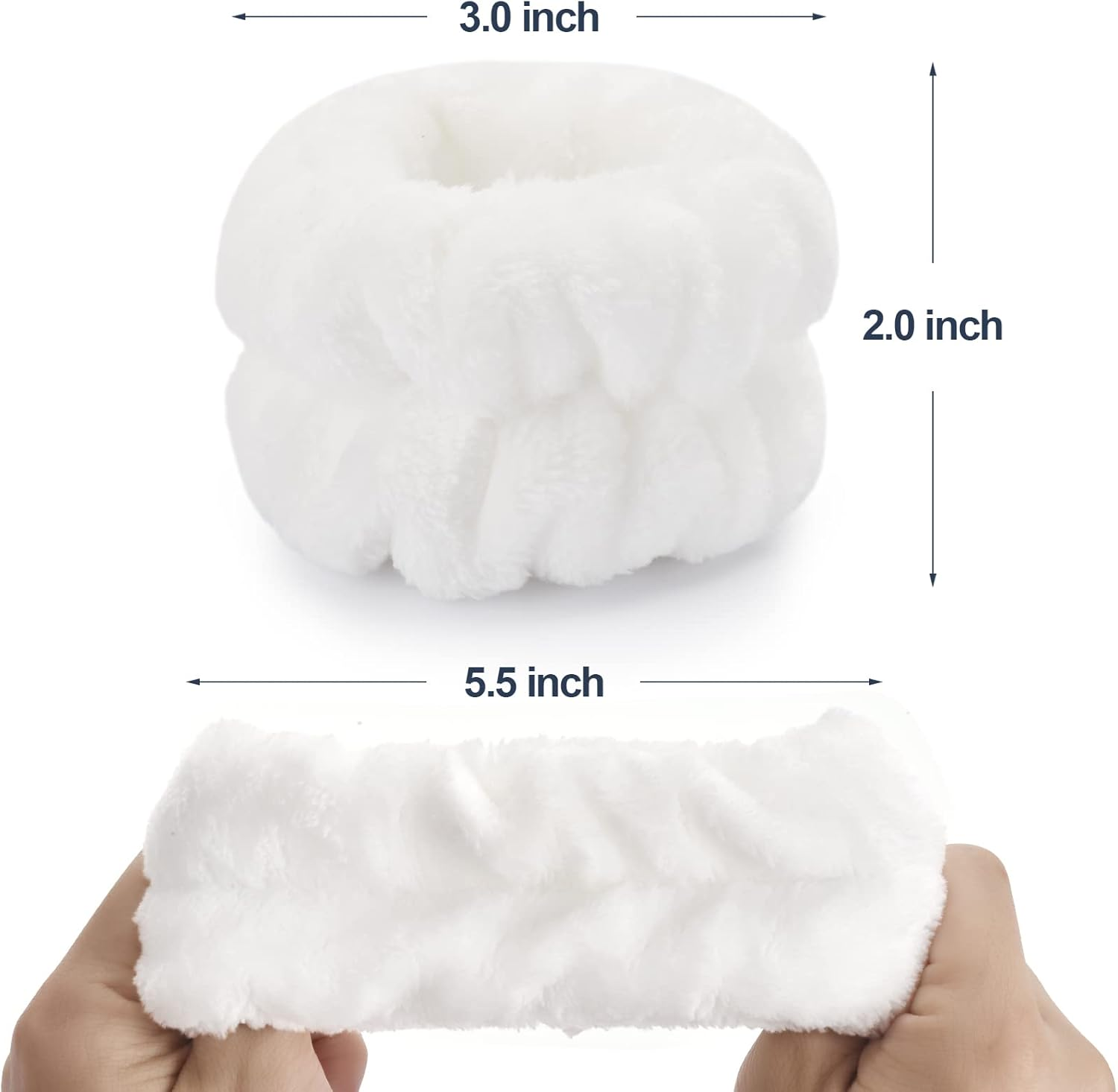 2 Pcs Wrist Towels - Microfiber Spa Wristbands for Women & Children (White)