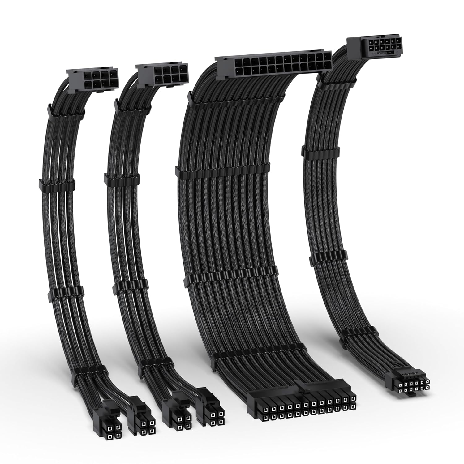 EZDIY-FAB 12VHPWR PSU Cable Extension Kit,16Awg PCIE 5.0 Power Supply Cable Extension- 1X 24 Pin ATX /2X 8Pin (4+4) EPS / 1X12+4 Pin GPU 300MM with Combs-Carbon