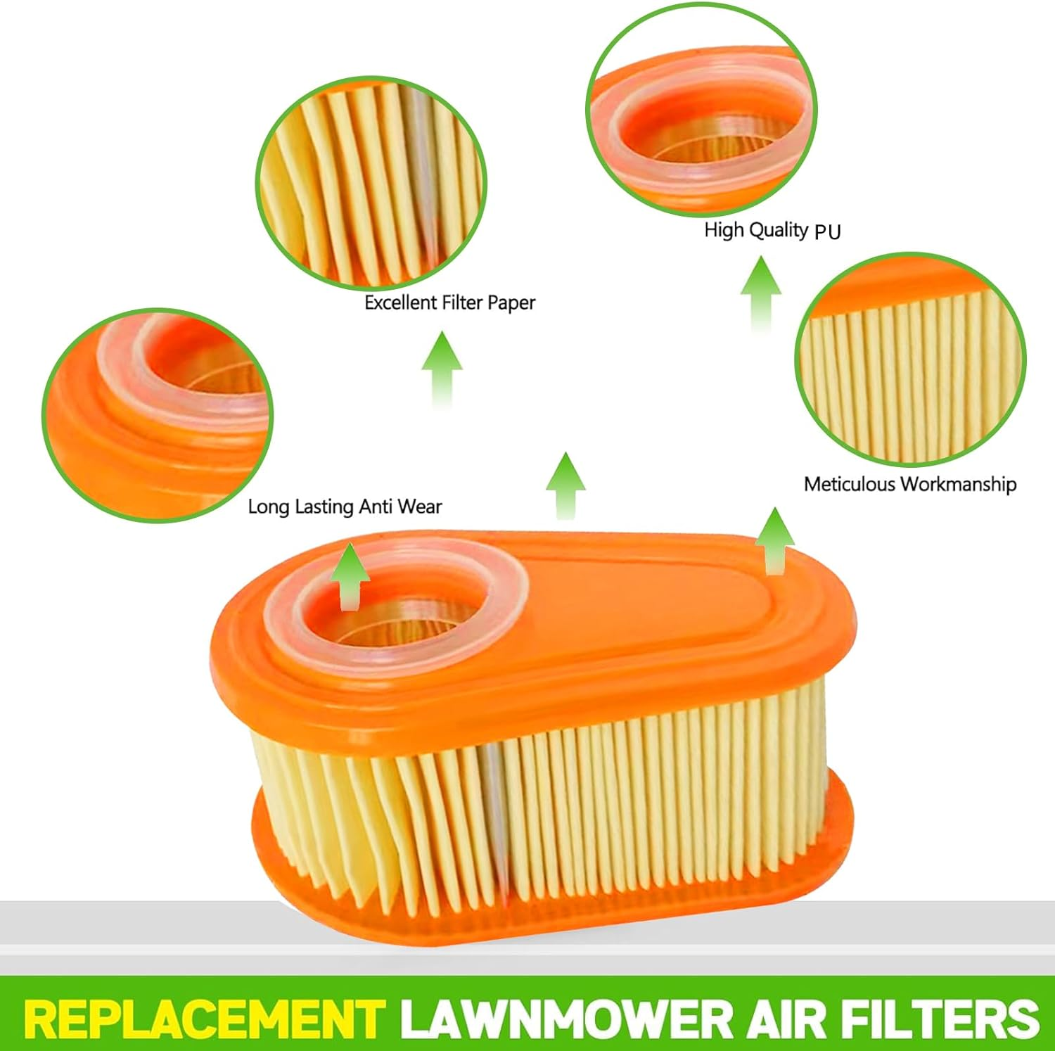 2 Pcs Air Filter Cartridge for Lawn Mowers, Engine Filter Replacement Compatible with Briggs and Stratton 005419, 96254, 795066, 792038, 790388 image number 2