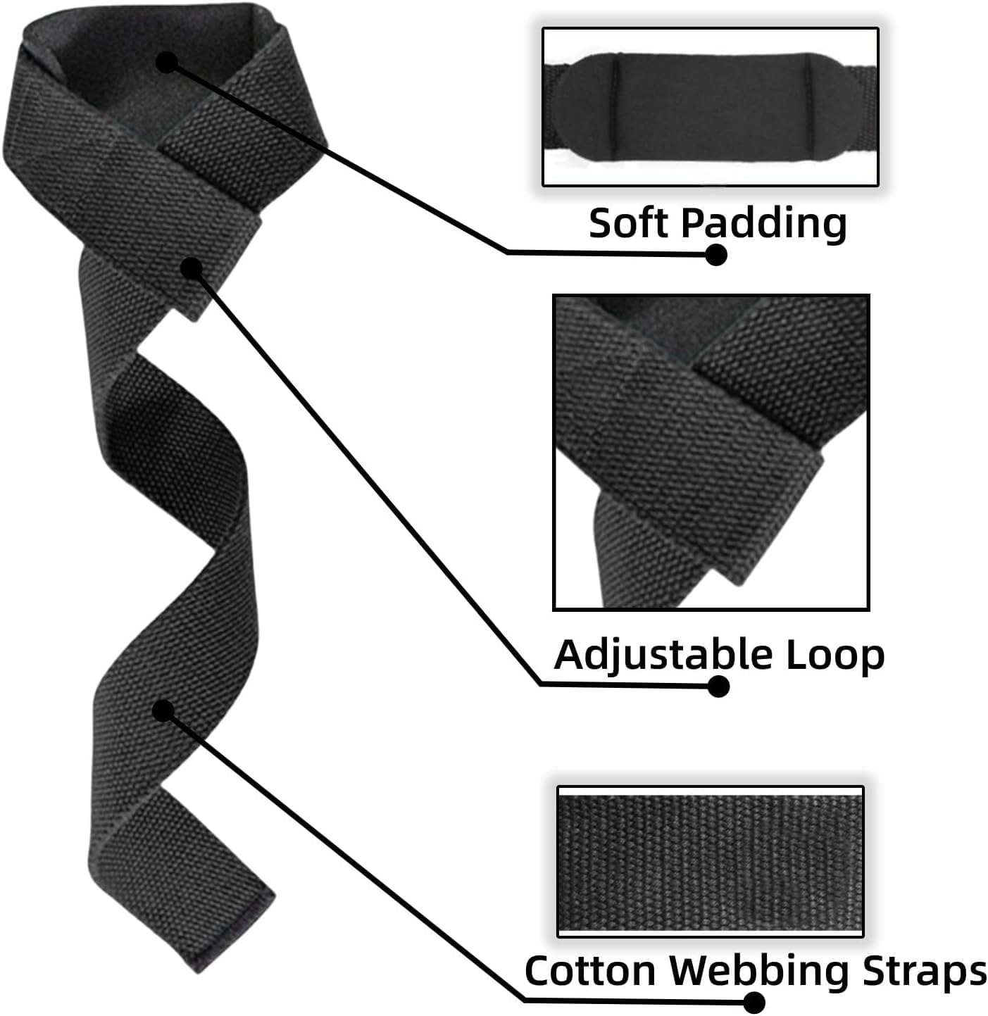 Weight Lifting Wrist Straps Set，Stainless Steel Hooks with Non-Slip Pads for Deadlifts, Pull-Ups, and Strength Training image number 1