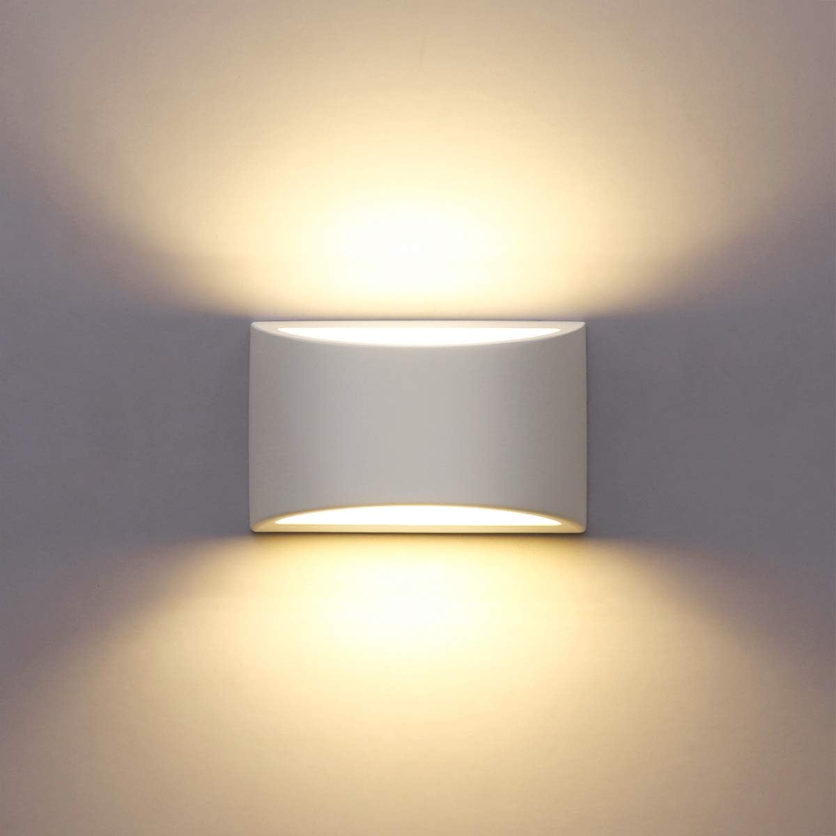 HYDONG Indoor Wall Lamp, White LED Wall Lamp 7W Warm White Modern Plaster Wall Light for Bedroom, Home, Hallway, Living Room (G9 LED Bulb Included) image number 6