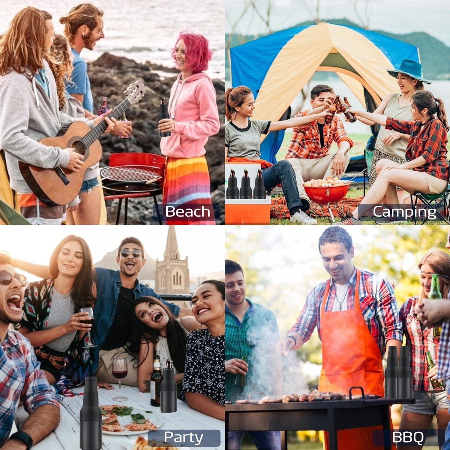 Stepstall Beer Gifts for Men, Beer Bottle and Can Cooler with Beer Opener, 12 Oz. Slim Can Beer Bottle Insulators Holder, Vacuum Insulated Double Walled Stainless Steel(Matte Black) image number 2