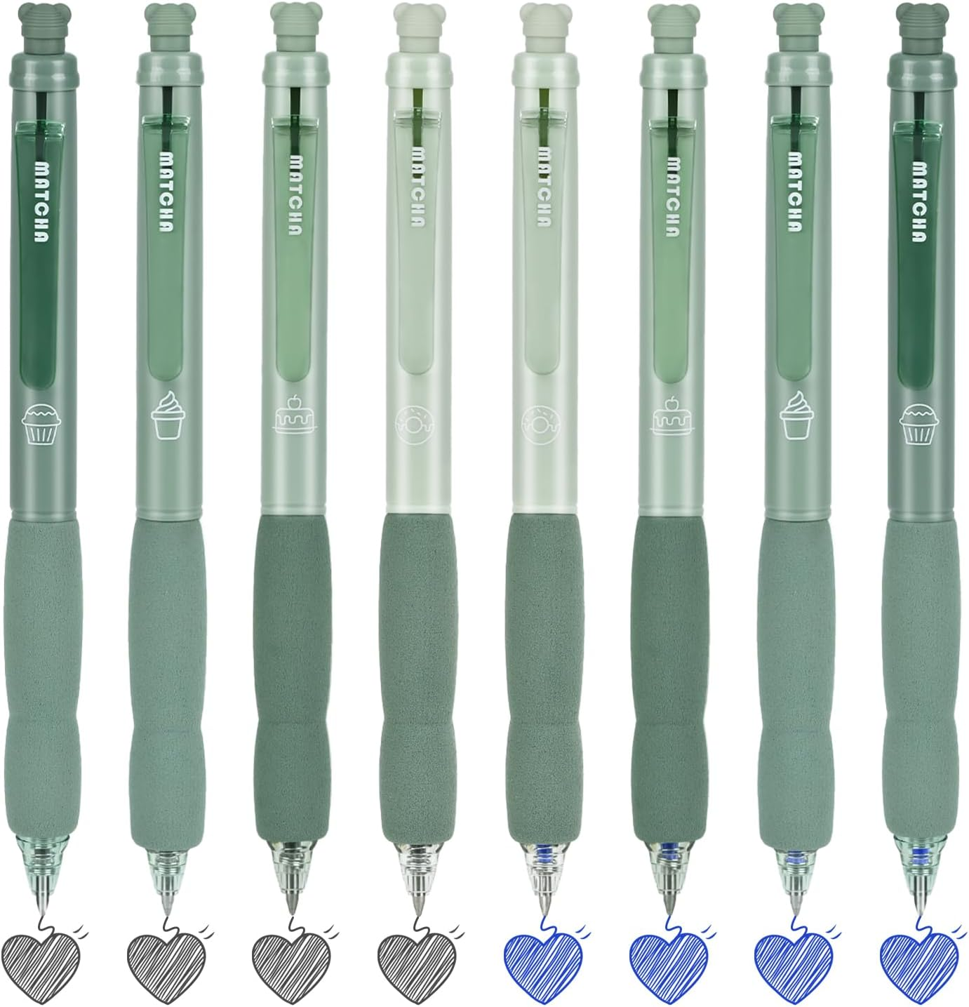 BAYTORY 8Pcs Retractable Erasable Gel Pens, 4 Blue & 4 Black Ink 0.5 Mm Fine Point with Cute Eraser, Smooth Write Quick Dry School Office Note Taking Journaling Supplies (Pink & Green)