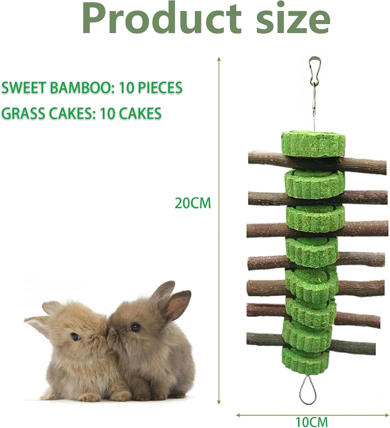 JCBCKJ Bunny Chew Toys for Teeth, Natural Rabbit Toys Apple Wood Grass Timothy Sticks Chew and Treat for Guinea Pigs Hamster Chinchillas (Apple Wood)