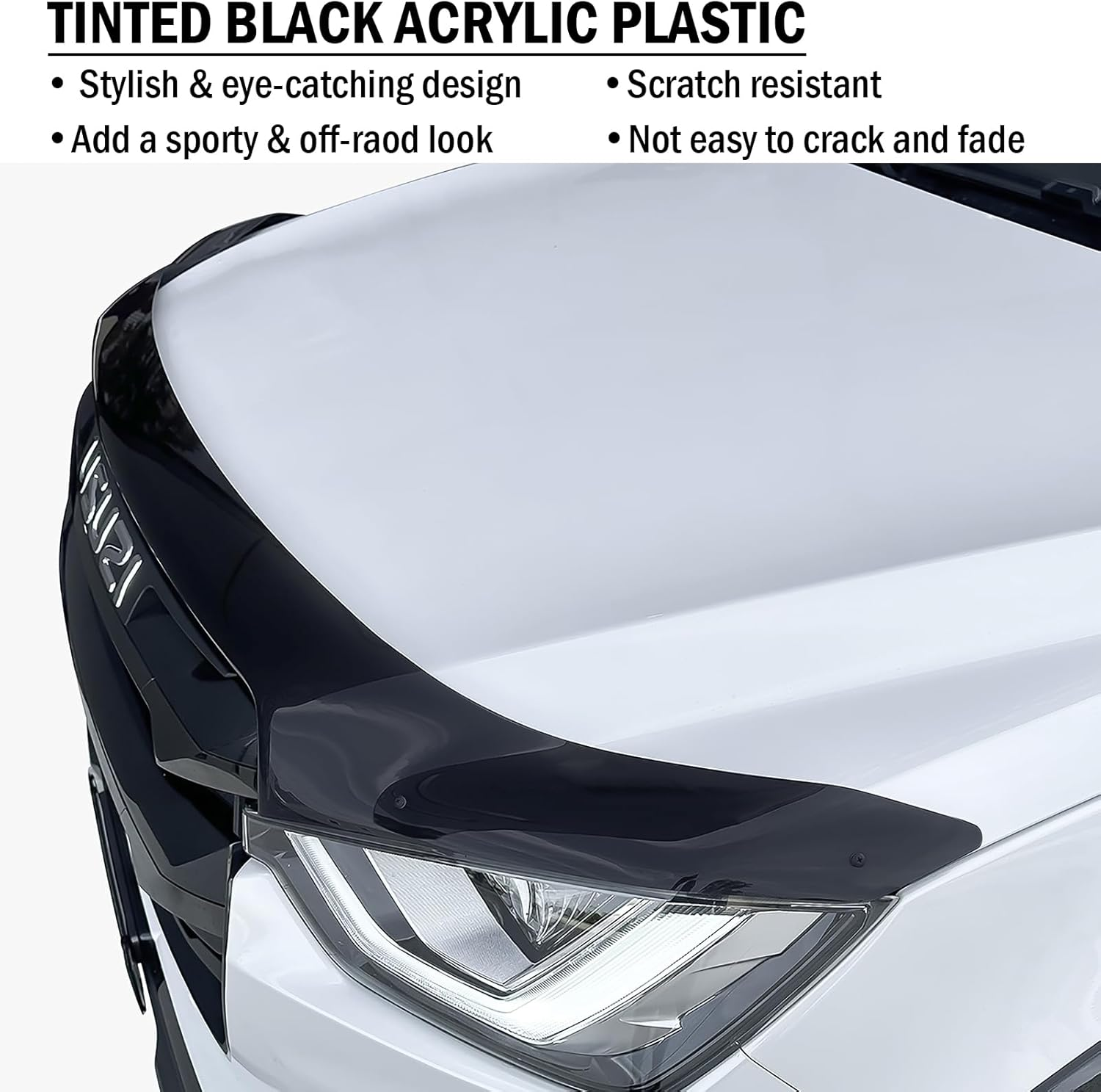 SUERAUTO4X4 Bonnet Protector for Isuzu DMAX D-MAX 2020-2024 Accessories, Tinted Black Injection Front Bonnet Stone Hood Protector Guard Trim Ute Car Exterior image number 6