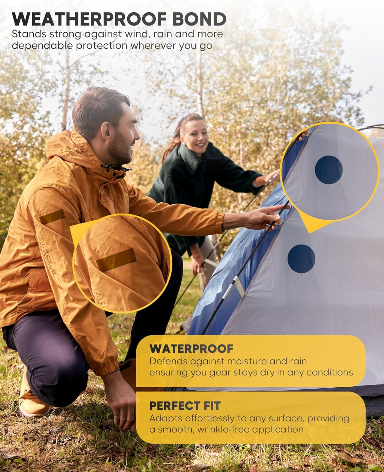 ZEFFFKA Nylon Self-Adhesive Repair Patches 8 Pack Waterproof Durable 13X18 Cm 5X7 Inch Fabric Patches for Jackets Tents Backpacks Sleeping Bags Clothing 8 Assorted Colors No Ironing Easy Fix image number 5