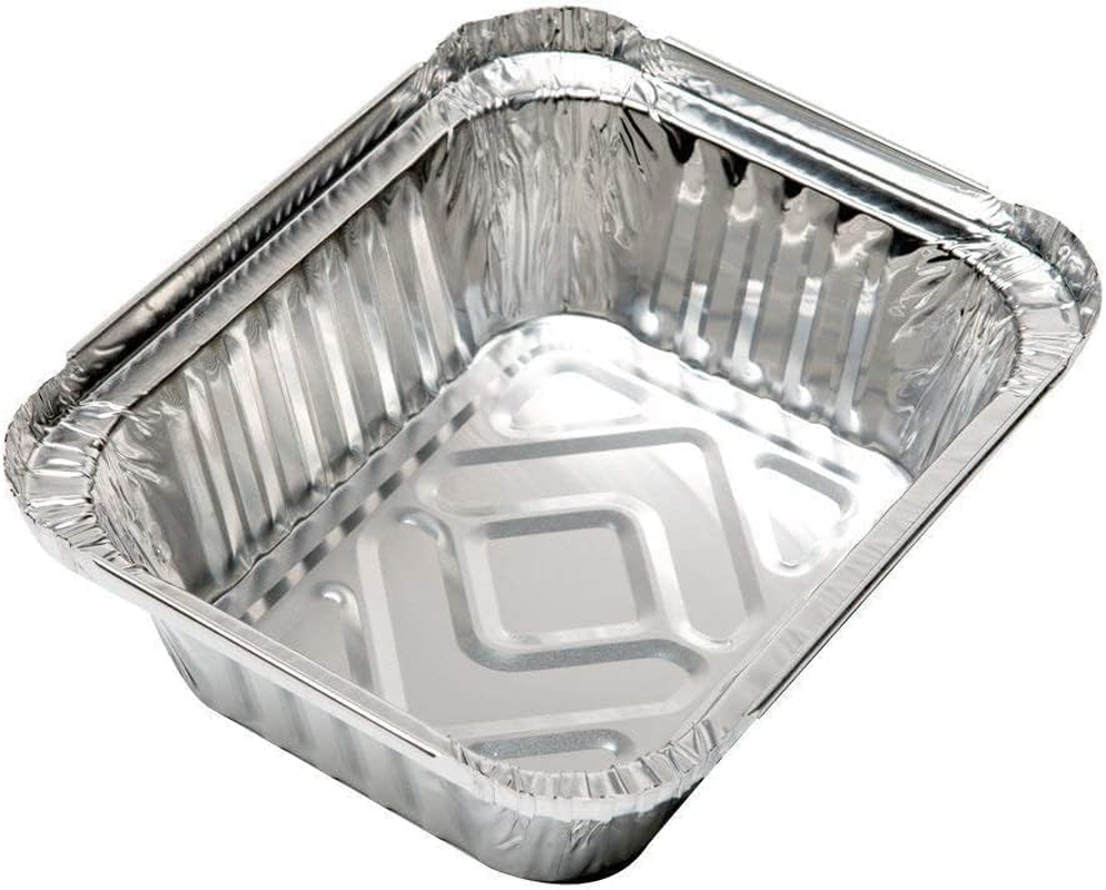 Pack of 50 Aluminium Disposable Foil Food Container with Lids, Reusable Takeaway Containers, Great for Baking Roasting Cooking Food Storage, 14 X 12 X 5Cm image number 4