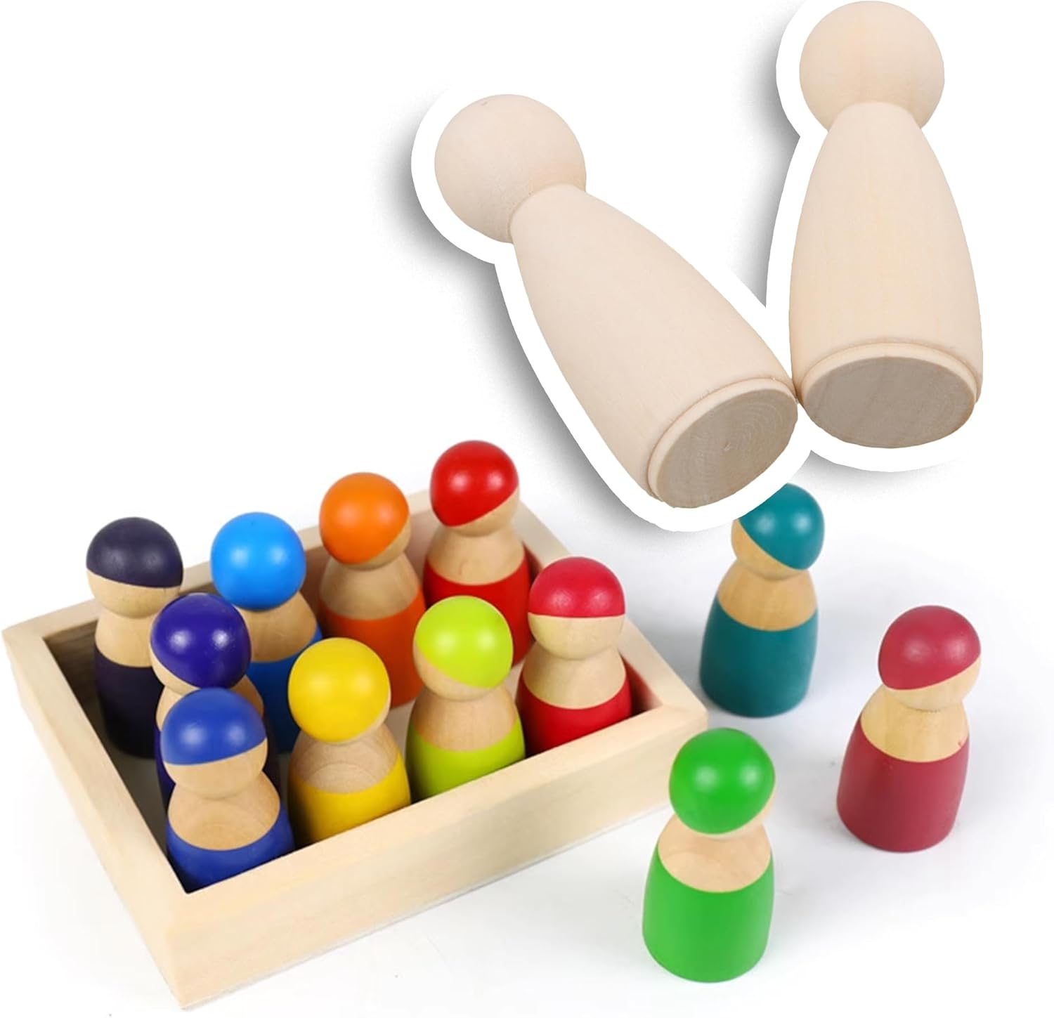 BQLZR 65X25Mm Blank Female Wooden People Peg Doll Body for Arts Crafts and Painted Wedding Cake DIY Pack of 10 image number 3