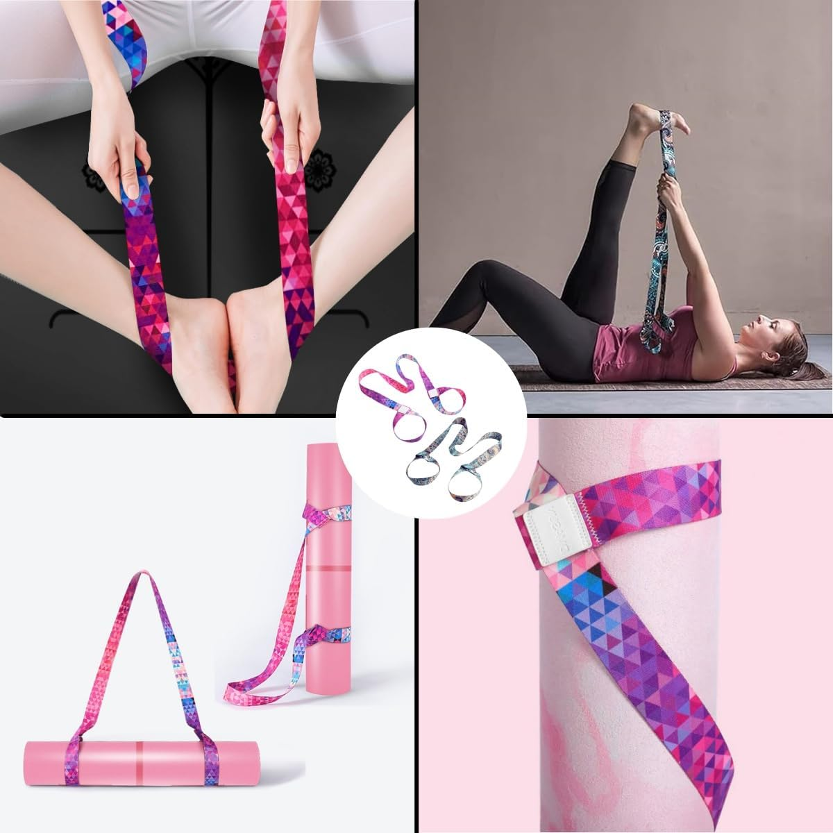 Adjustable Yoga Mat Carrier Stretch Band, Yoga Mat Carrying Band, 2 Pieces in Color image number 5