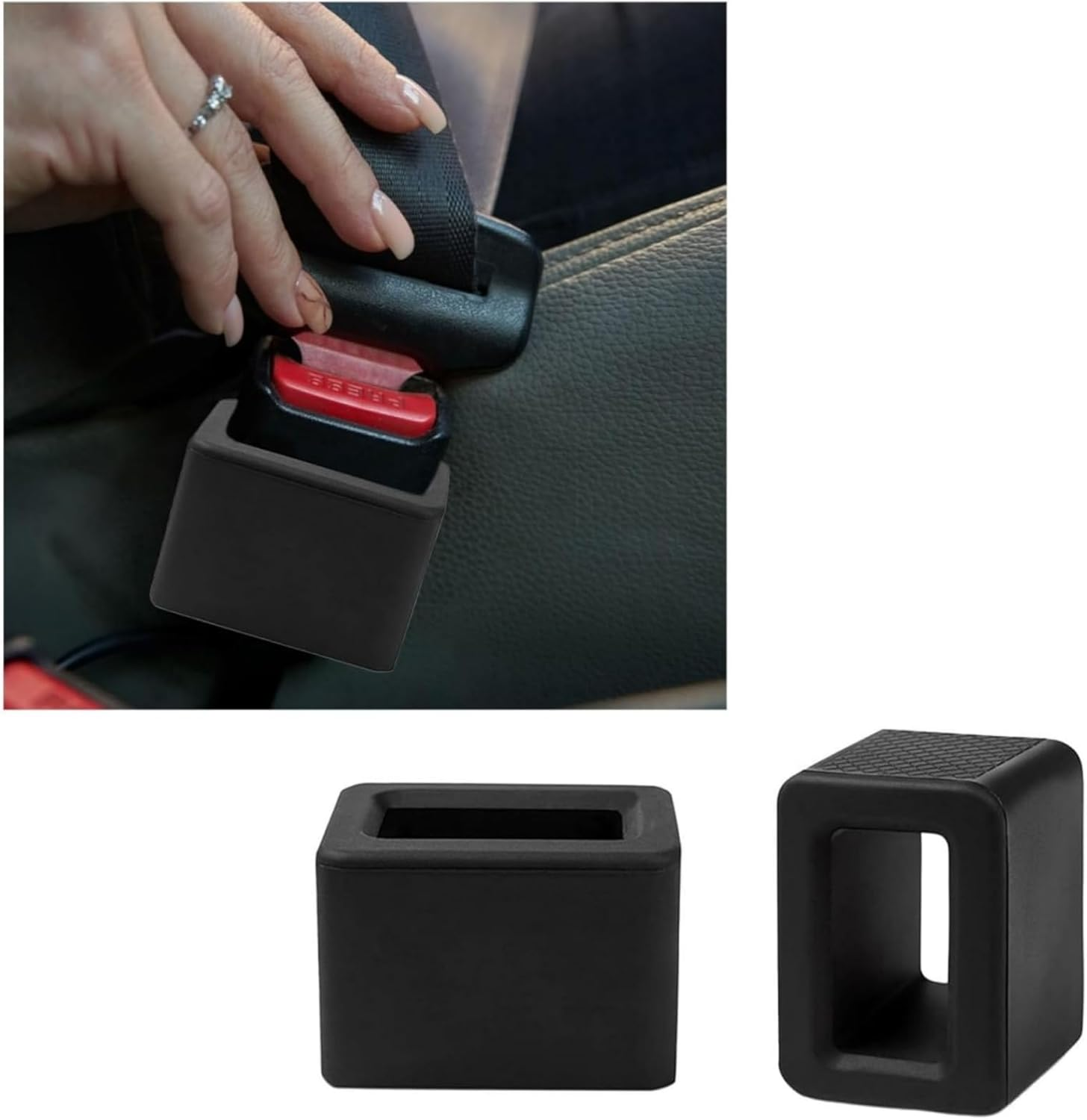2PCS Seat Belt Buckle Holder, Silicone Auto Rear Seatbelt Buckle Booster to Makes Receptacle Stand Upright for Easy Access, Universal Vehicle Seatbelt Buckle for Kids （Black） image number 2