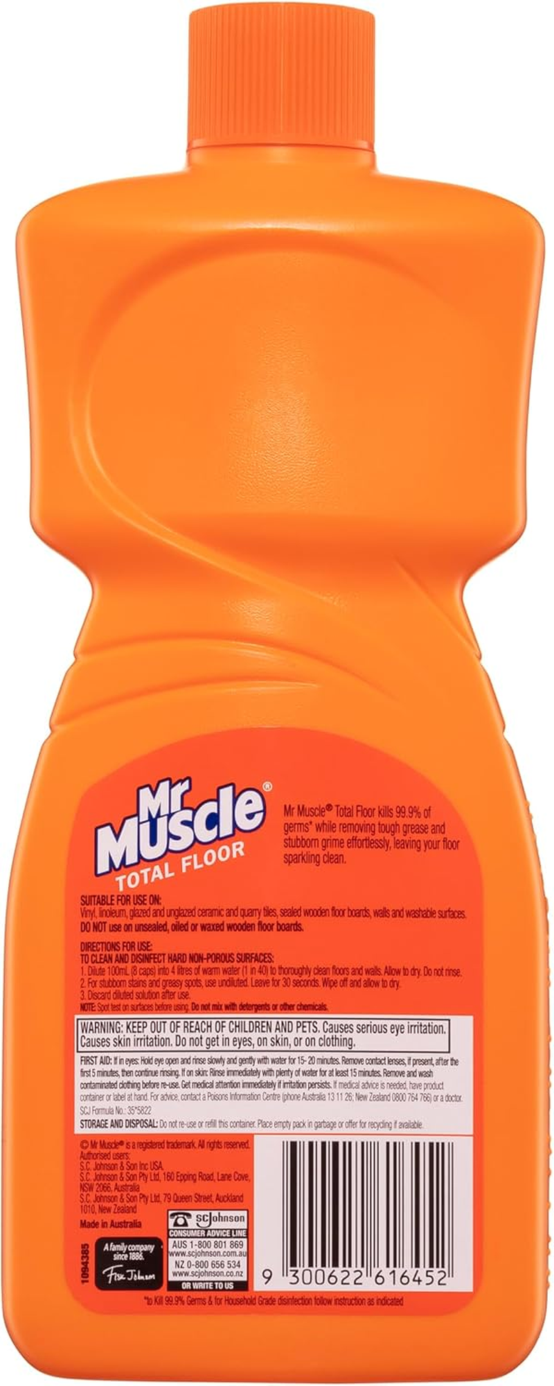 Mr Muscle Floor Cleaner Lemon 750Ml &ndash; Deep Clean & Shine, Kills Germs, Fresh Citrus Scent (Pack of 2) image number 1